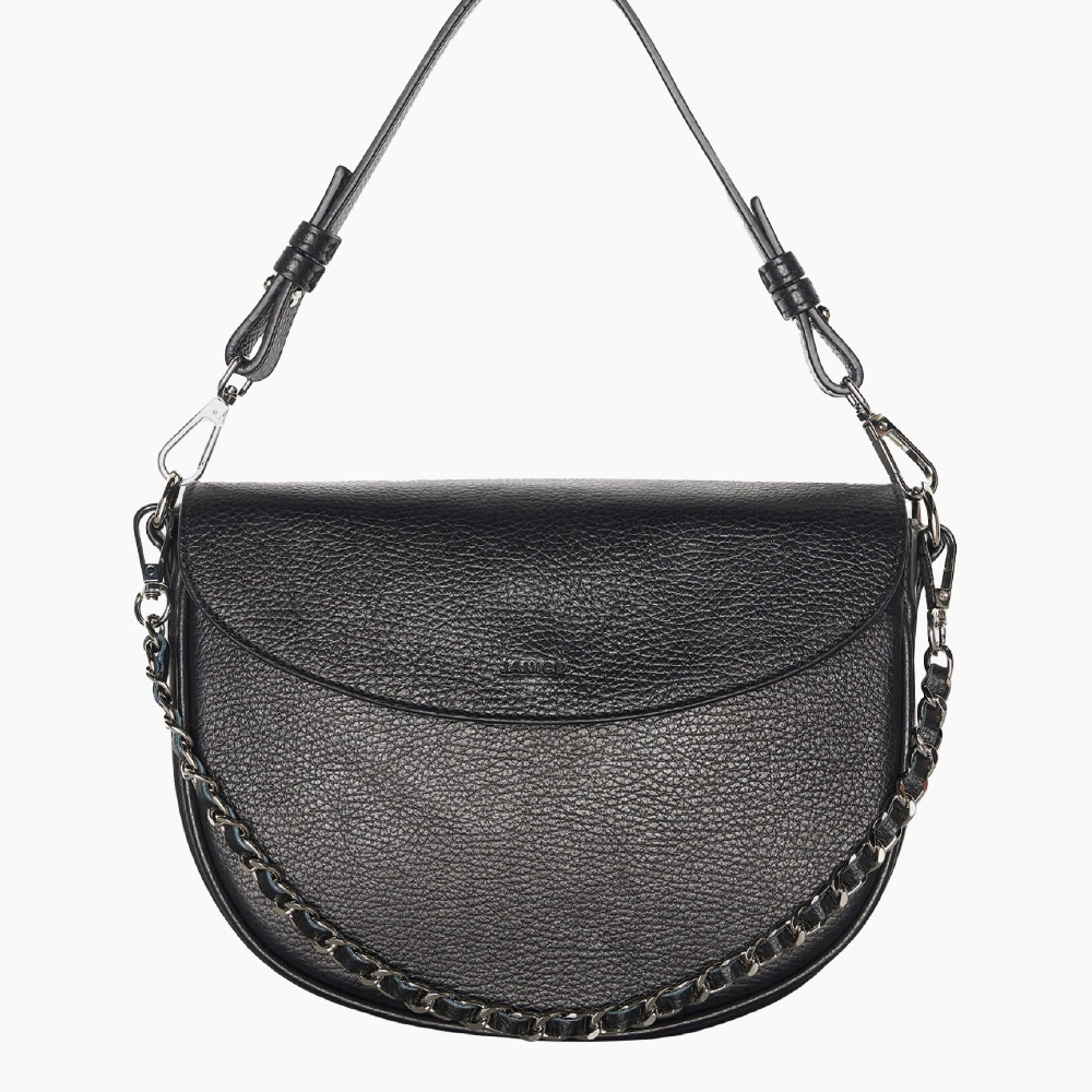 Leren Crossbody Tayler zwart zilver