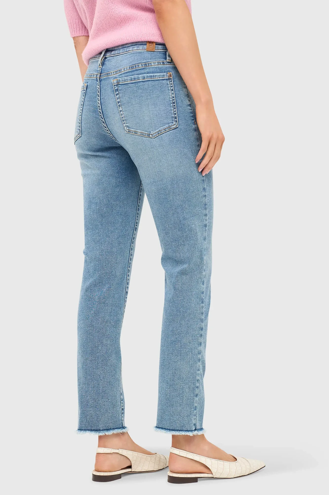 Mom-Jeans für Damen, mittlere Leibhöhe, Cooper-Blau 786