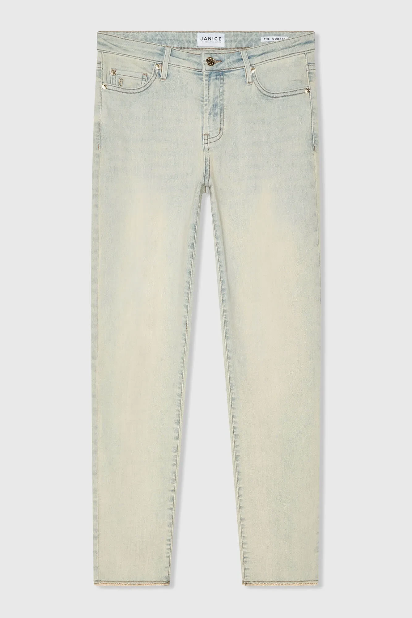 Mom-Jeans für Damen, Stretch, mittlere Leibhöhe, Cooper-Blau 004