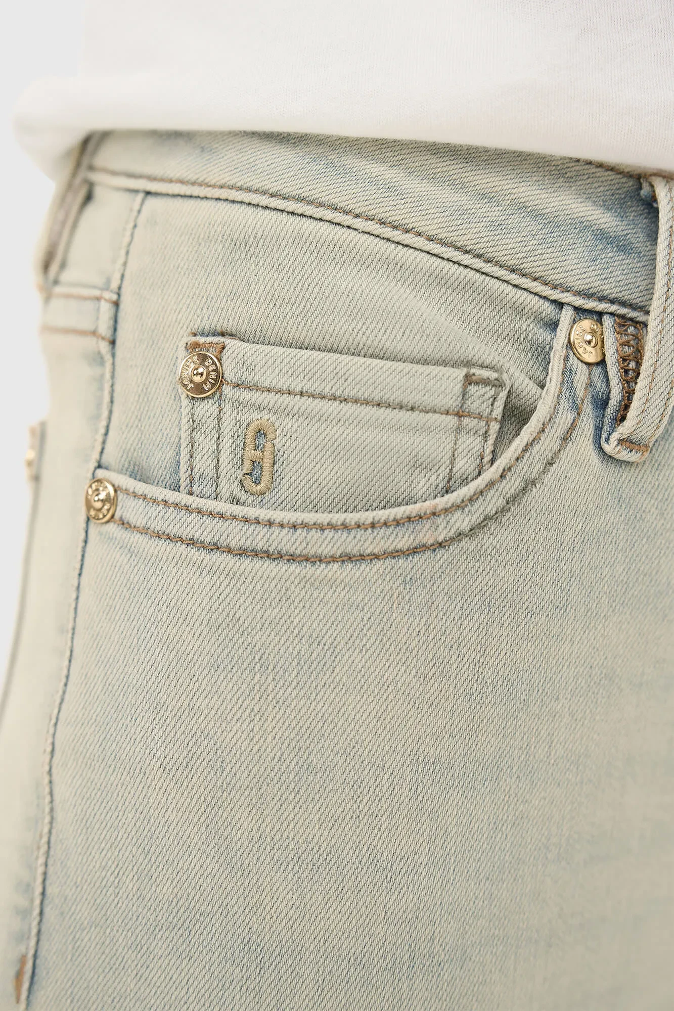 Mom-Jeans für Damen, Stretch, mittlere Leibhöhe, Cooper-Blau 004