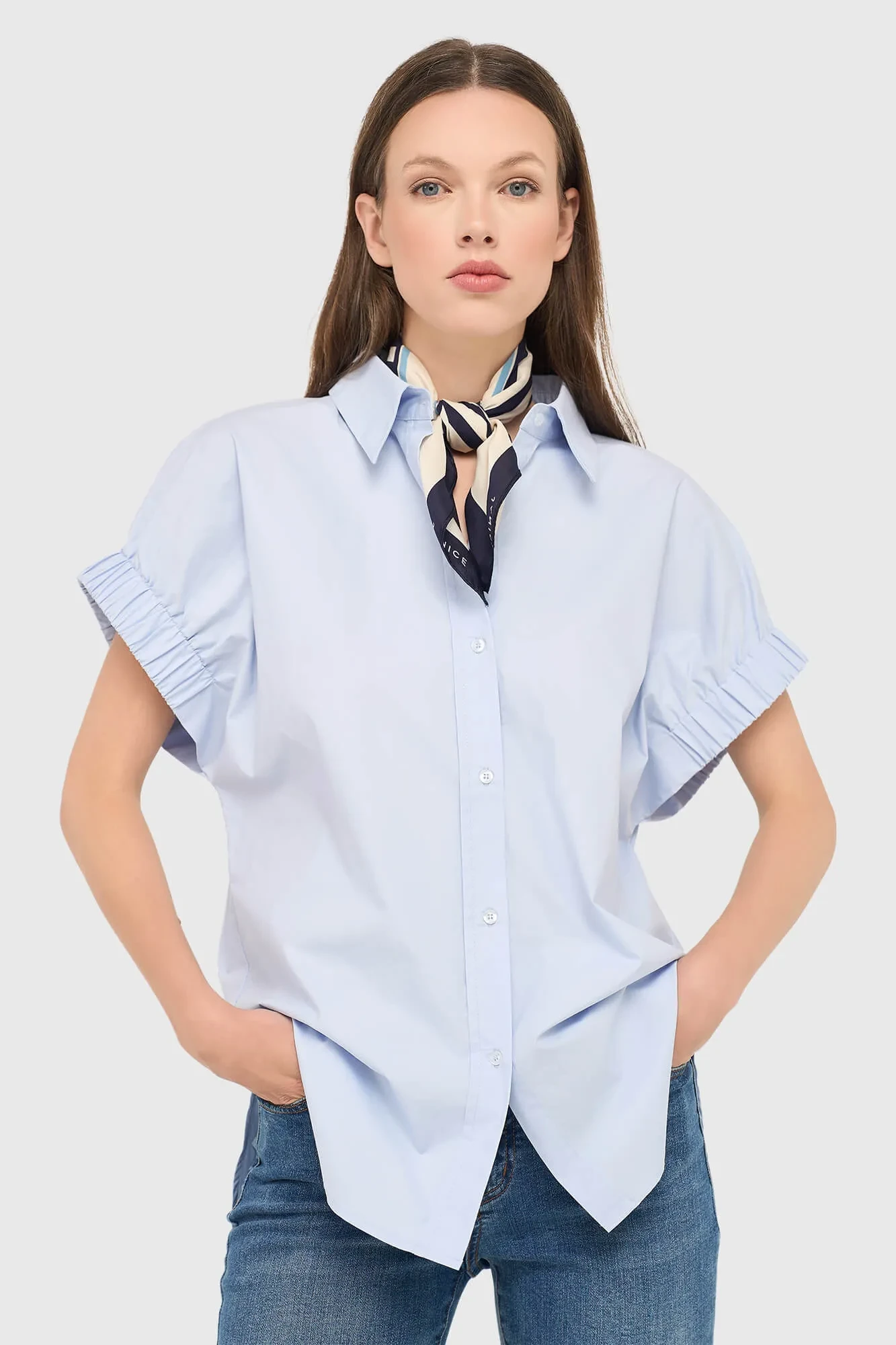 Mom-Jeans für Damen, Stretch, mittlere Leibhöhe, Cooper-Blau 932
