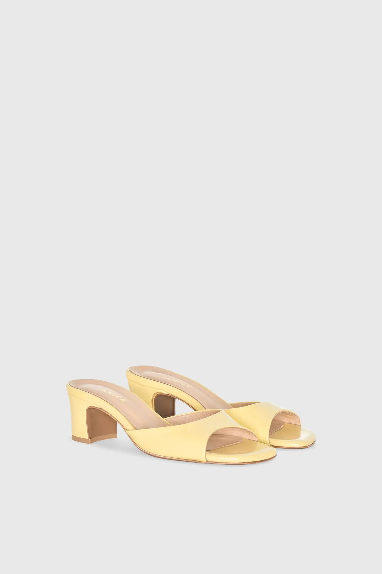 Women's Leather Crew Mules - Yellow