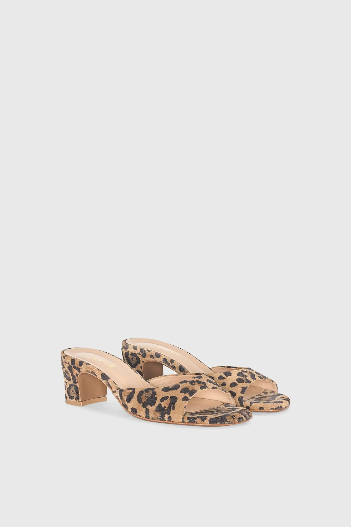 Women's Leather Crew Slippers with Leopard Print