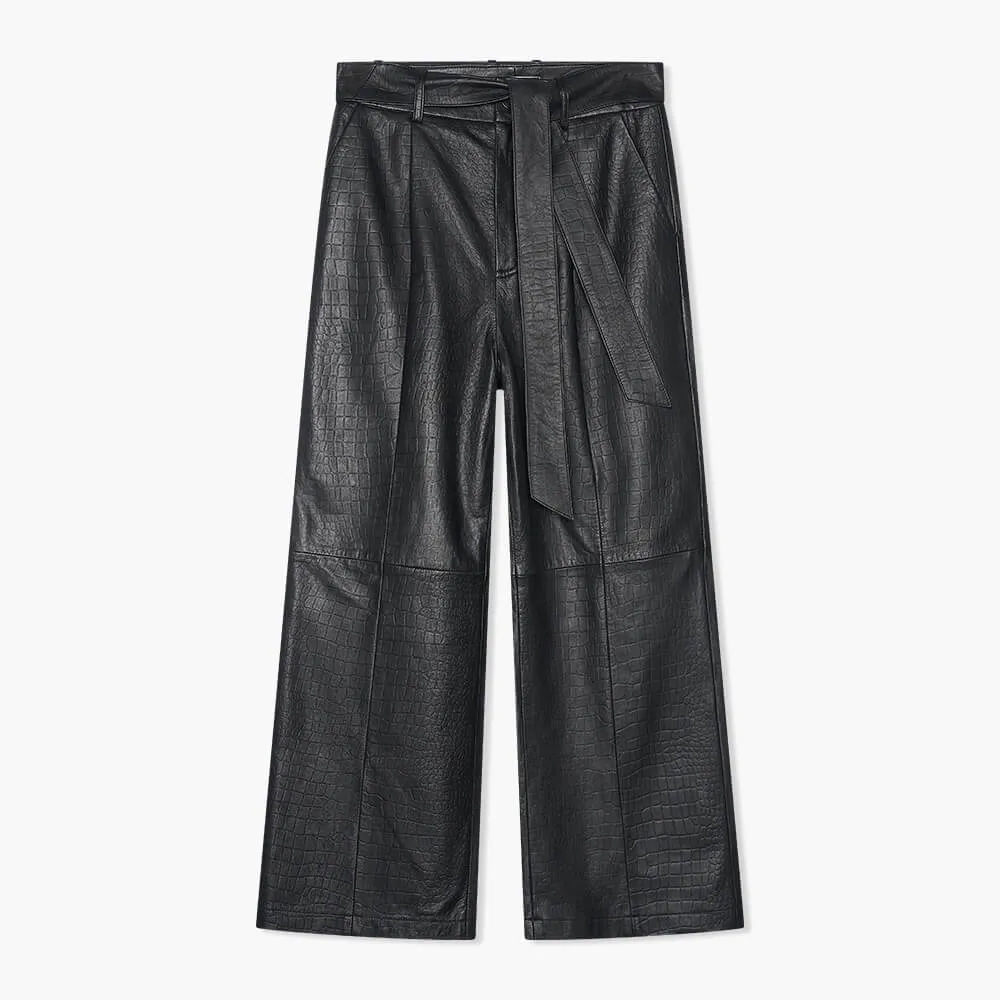 Nolan Zwart Croco Leer
