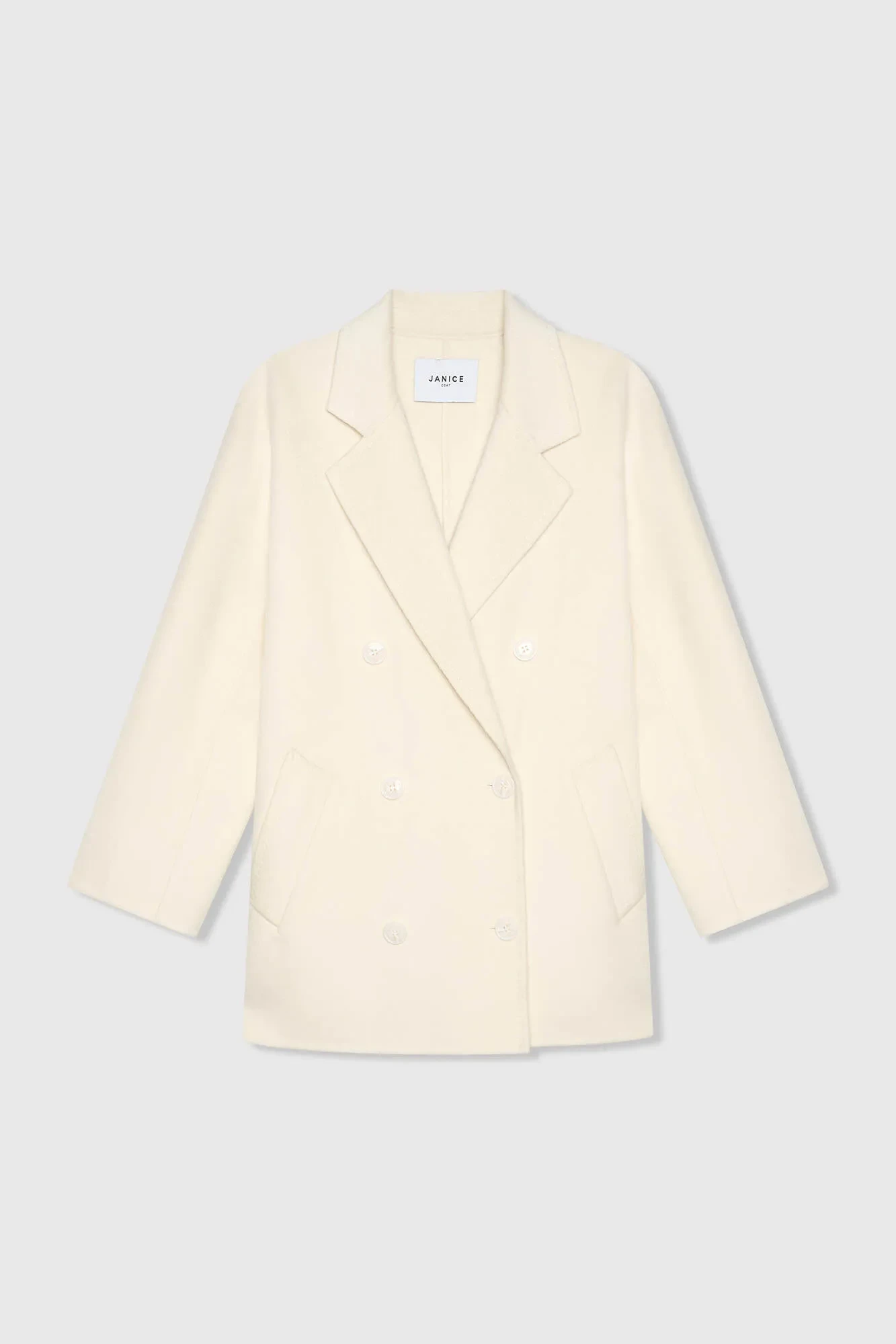 Women's Double-Faced Cashmere Caban Coat, Kennedy, Off-White