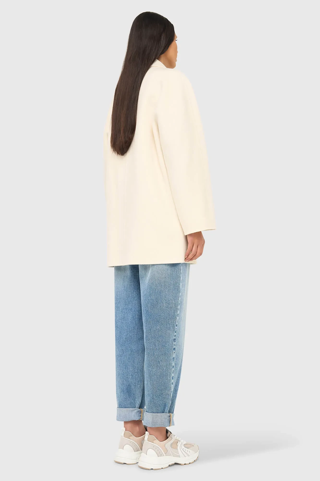 Women's Double-Faced Cashmere Caban Coat, Kennedy, Off-White