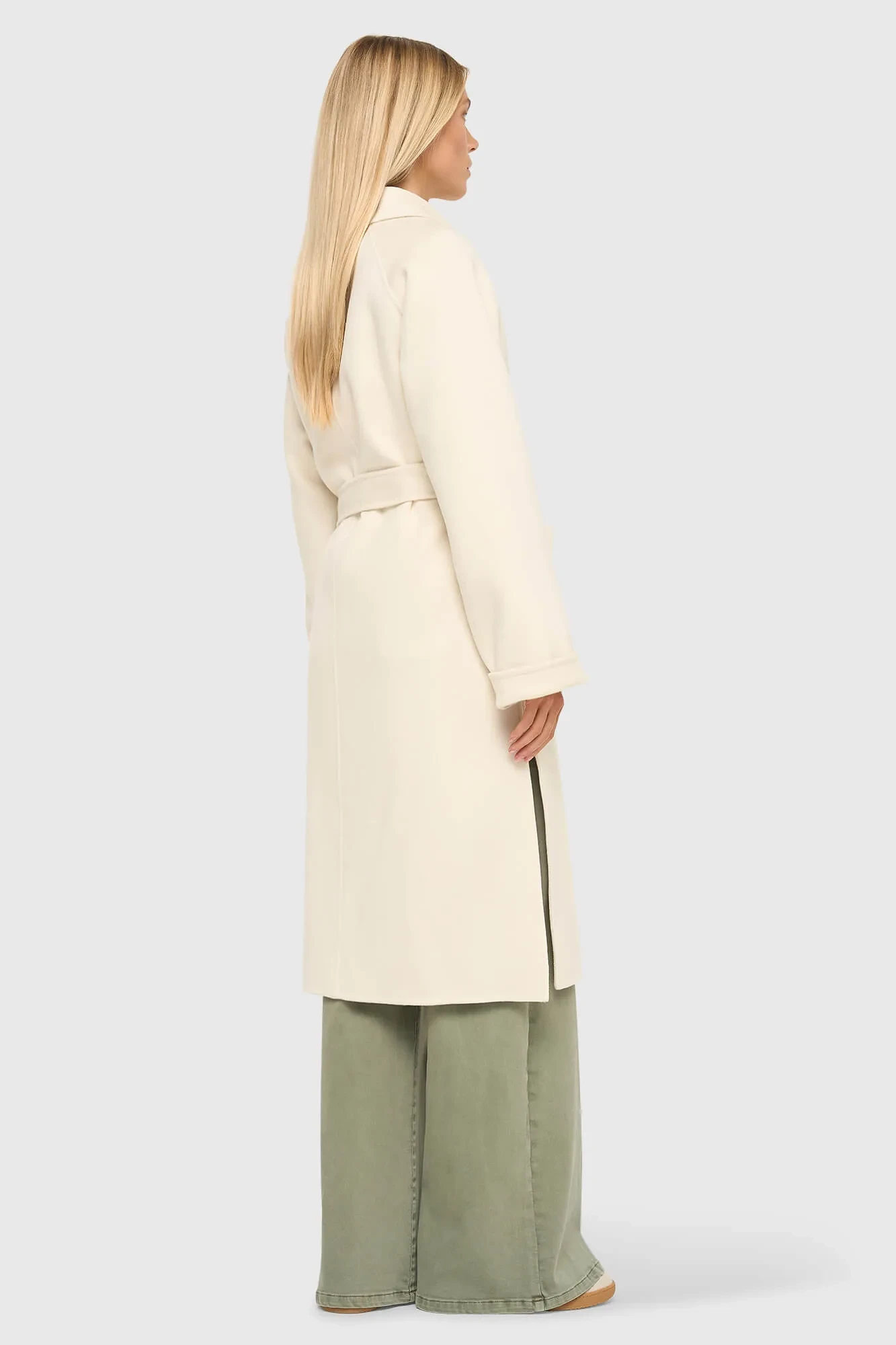 Women's Long Double-Faced Cashmere Coat, Jules, Off-White