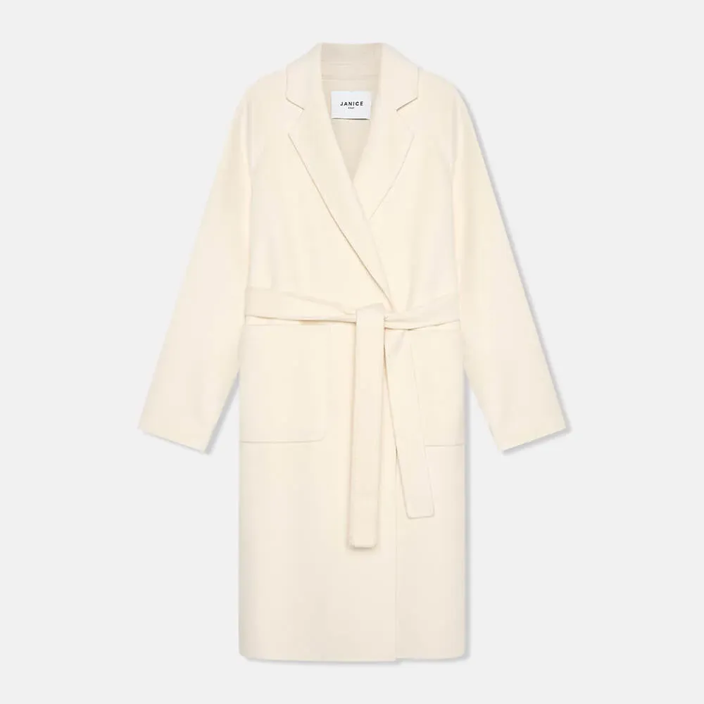 Cashmere Dames Jas Lang Double Face Jules Off White