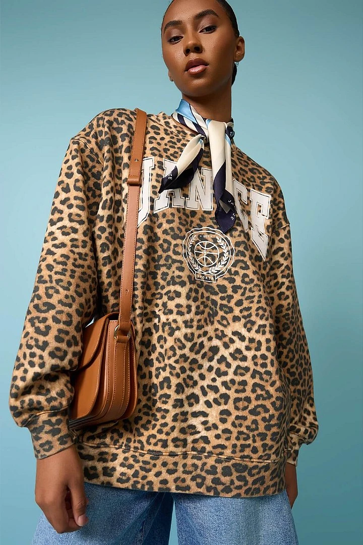 Damen-Sweatshirt, Oversize, Leopardenmuster, Oliver
