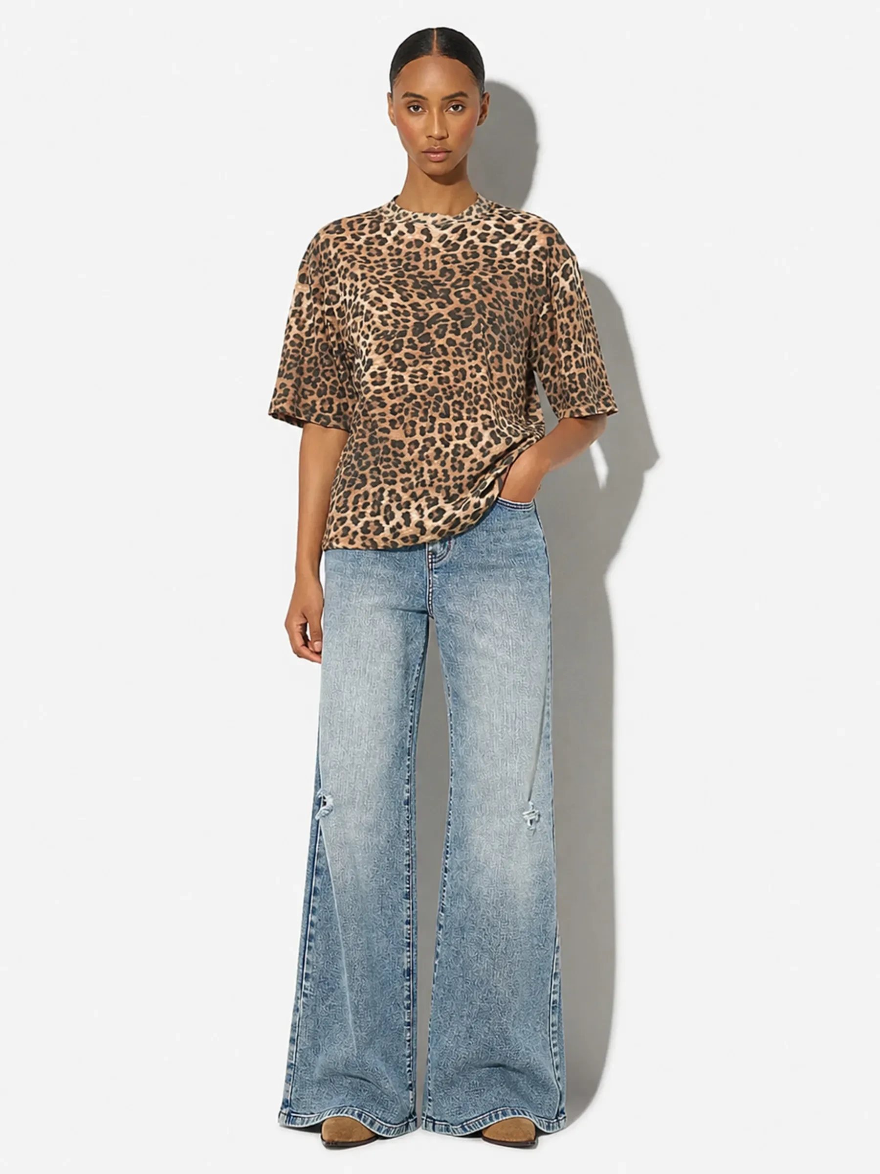 Women's Cotton Shirt with Leopard Print by Adam