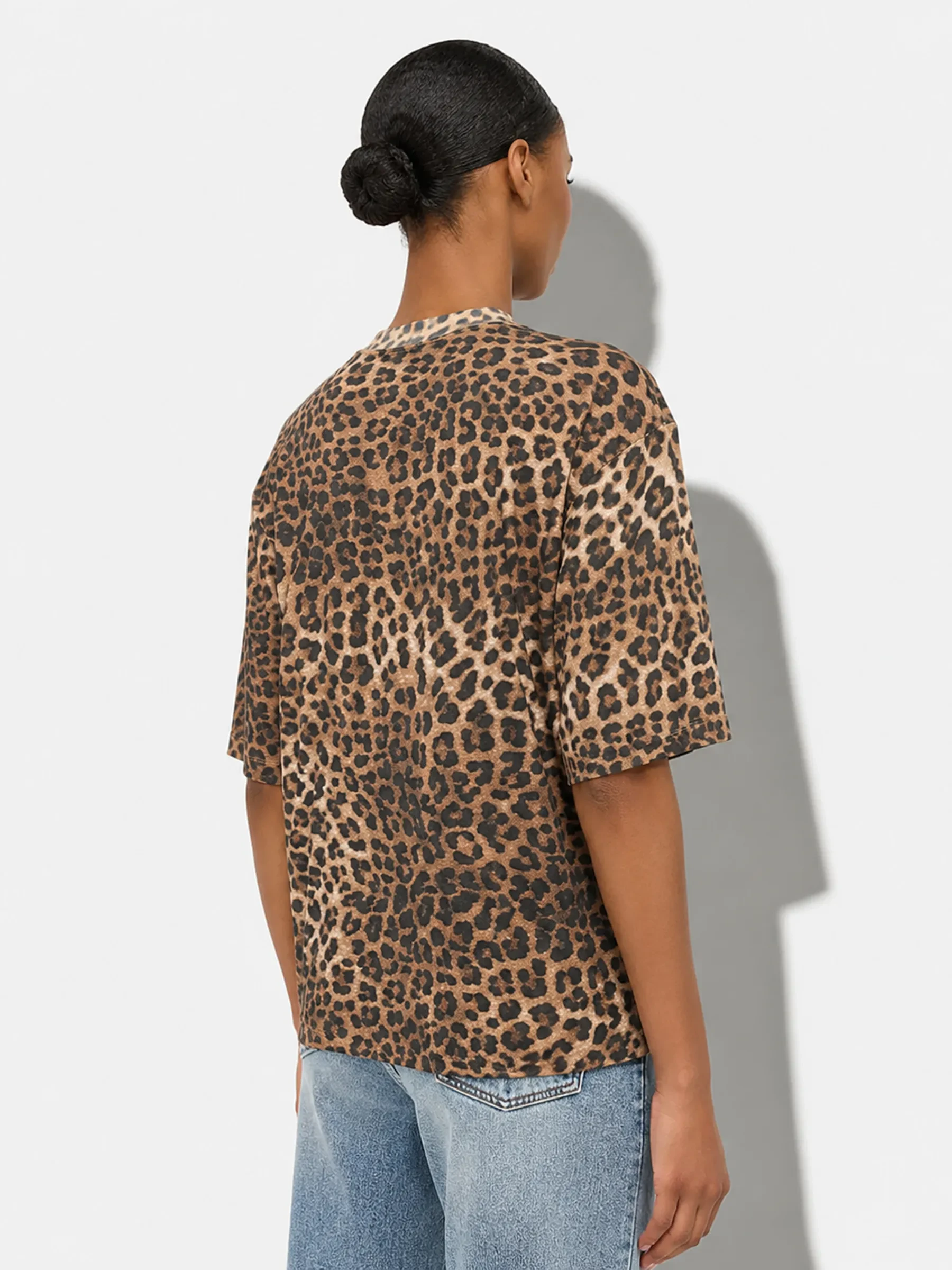 Women's Cotton Shirt with Leopard Print by Adam