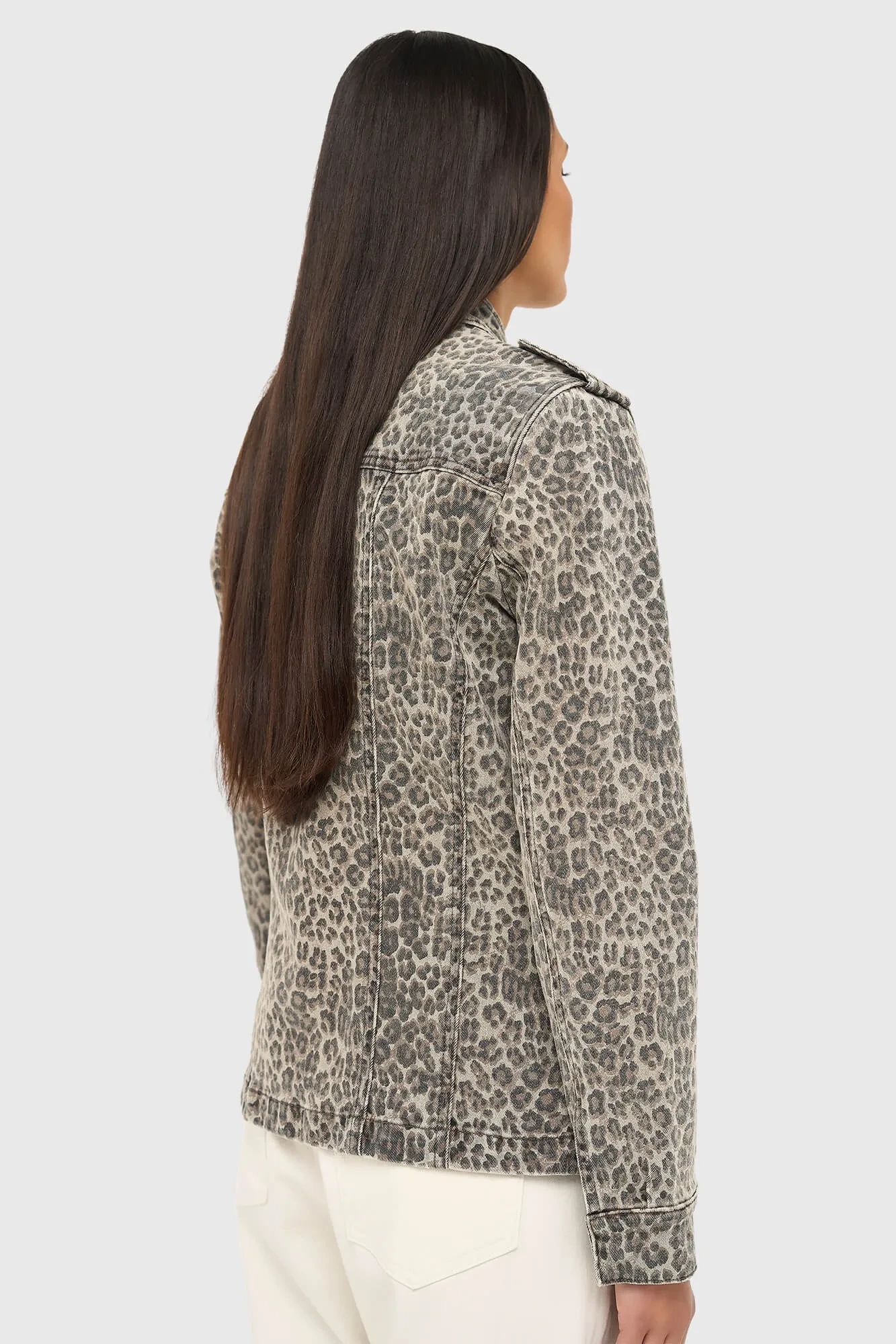 Jeansjacke mit Leopardenmuster für Damen – Dwayne