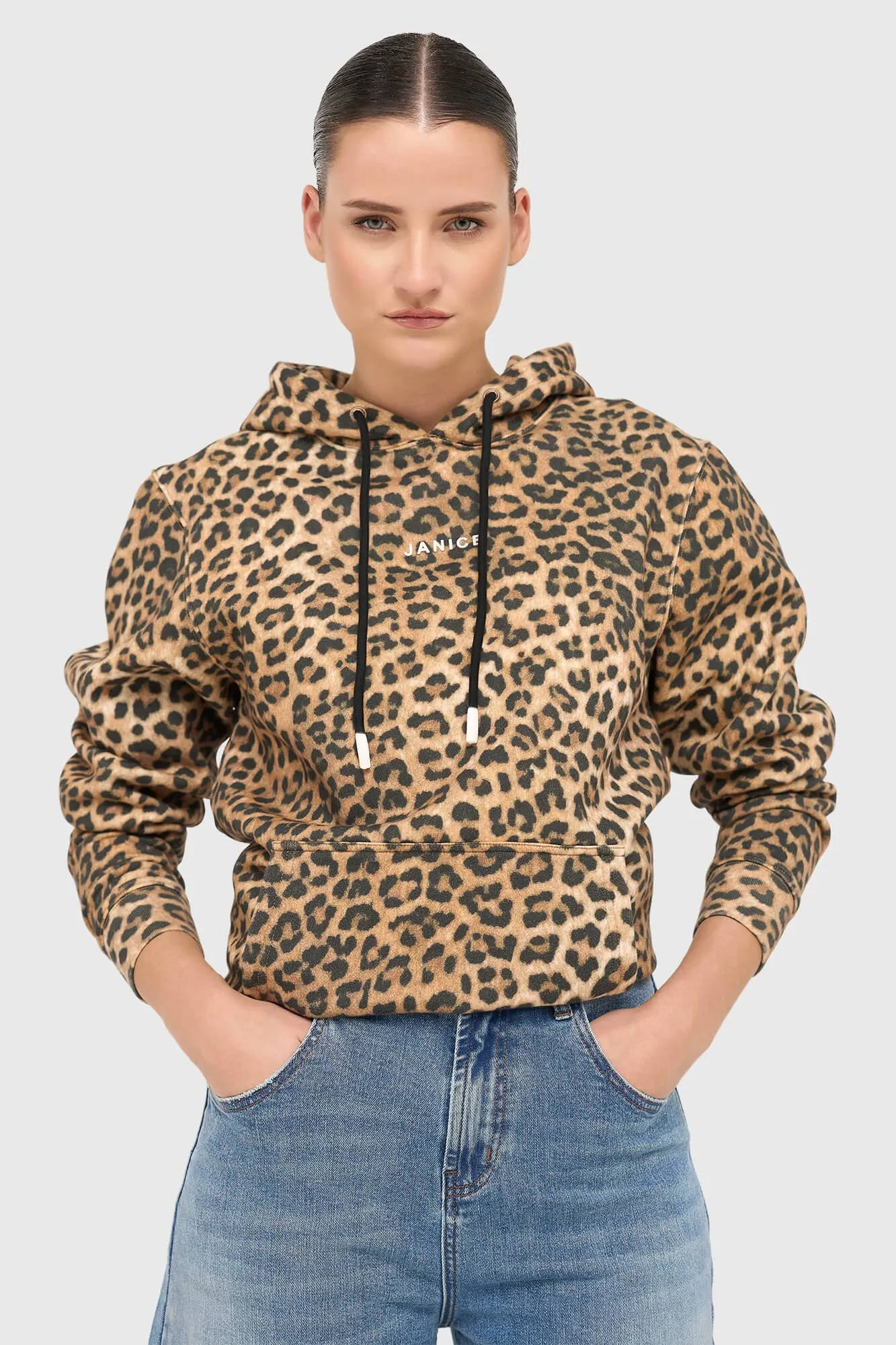 Hoodie mit Leopardenmuster für Damen aus Baumwolle von Scott