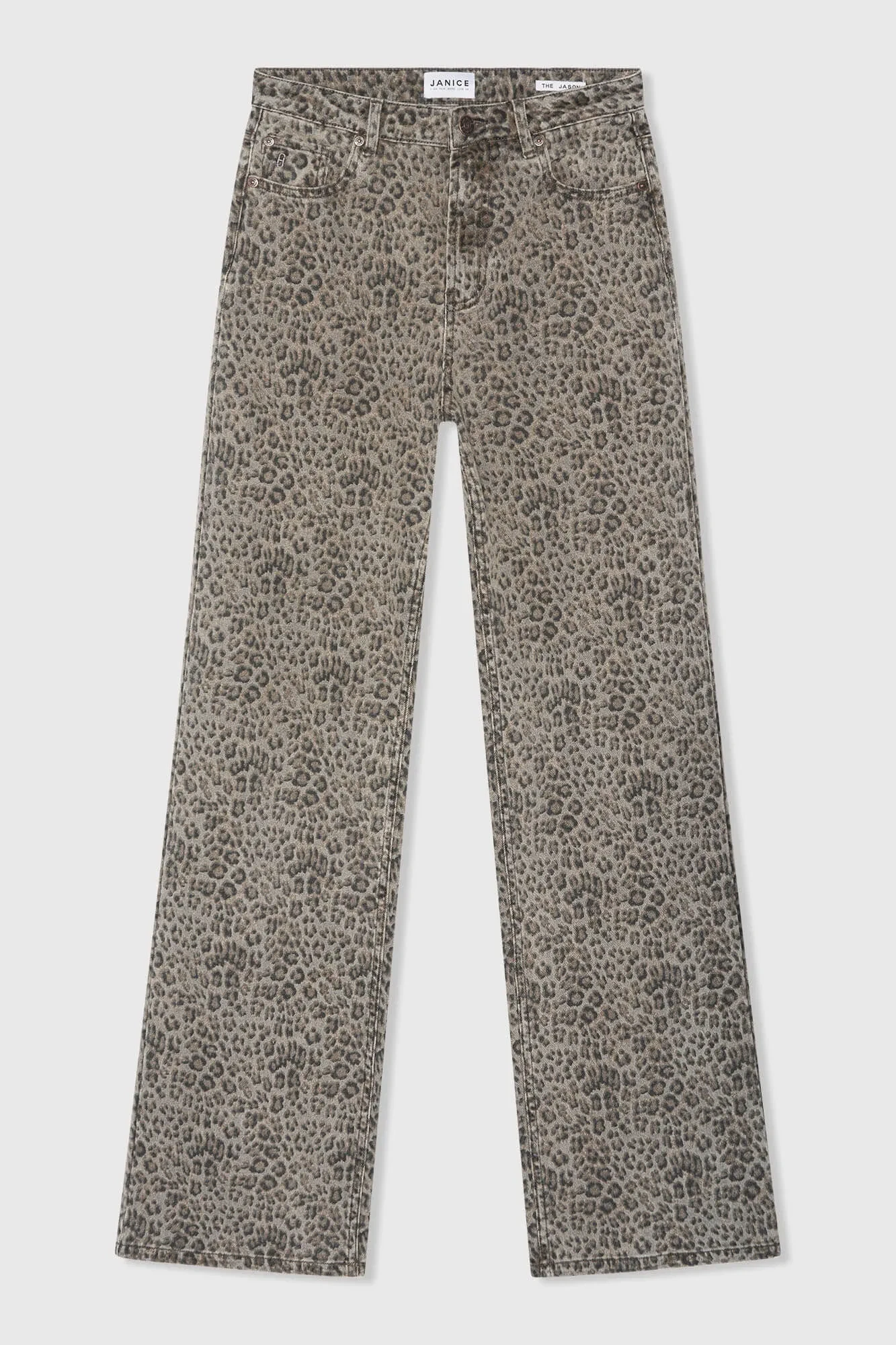 Women's Leopard-Print Straight-Leg High-Rise Jeans - Jason