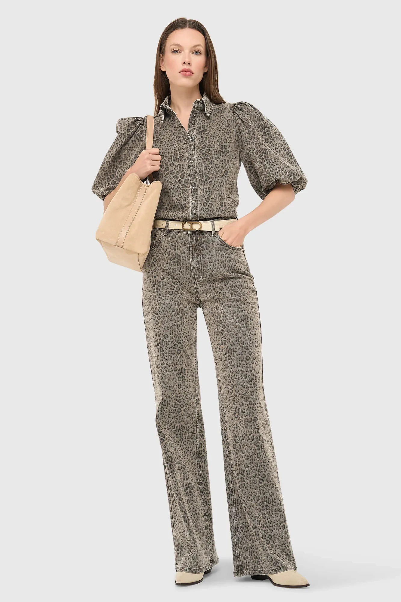 Women's Leopard-Print Straight-Leg High-Rise Jeans - Jason