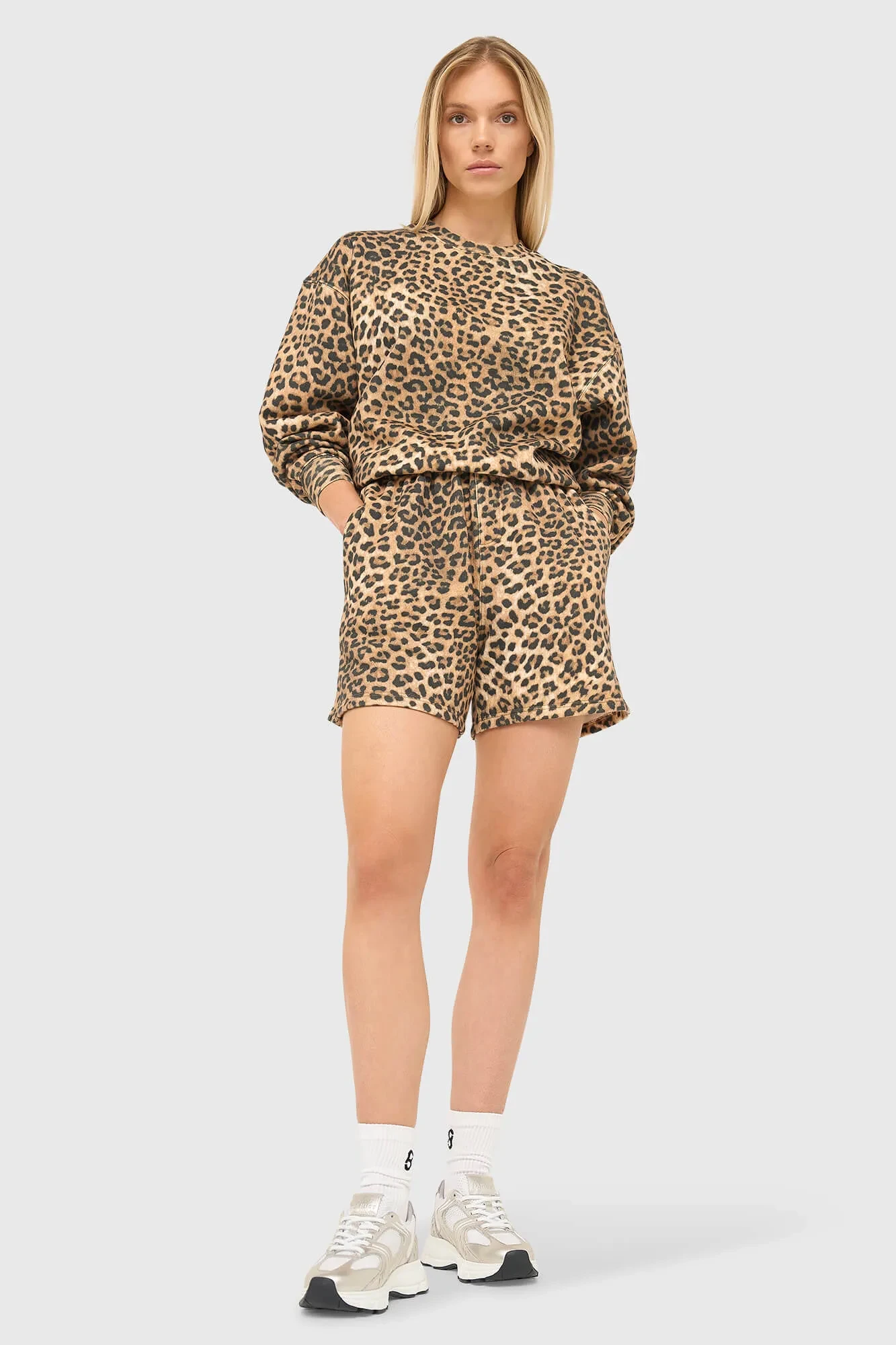 Shorts mit Leopardenmuster für Damen, mit Gummizug, Riott