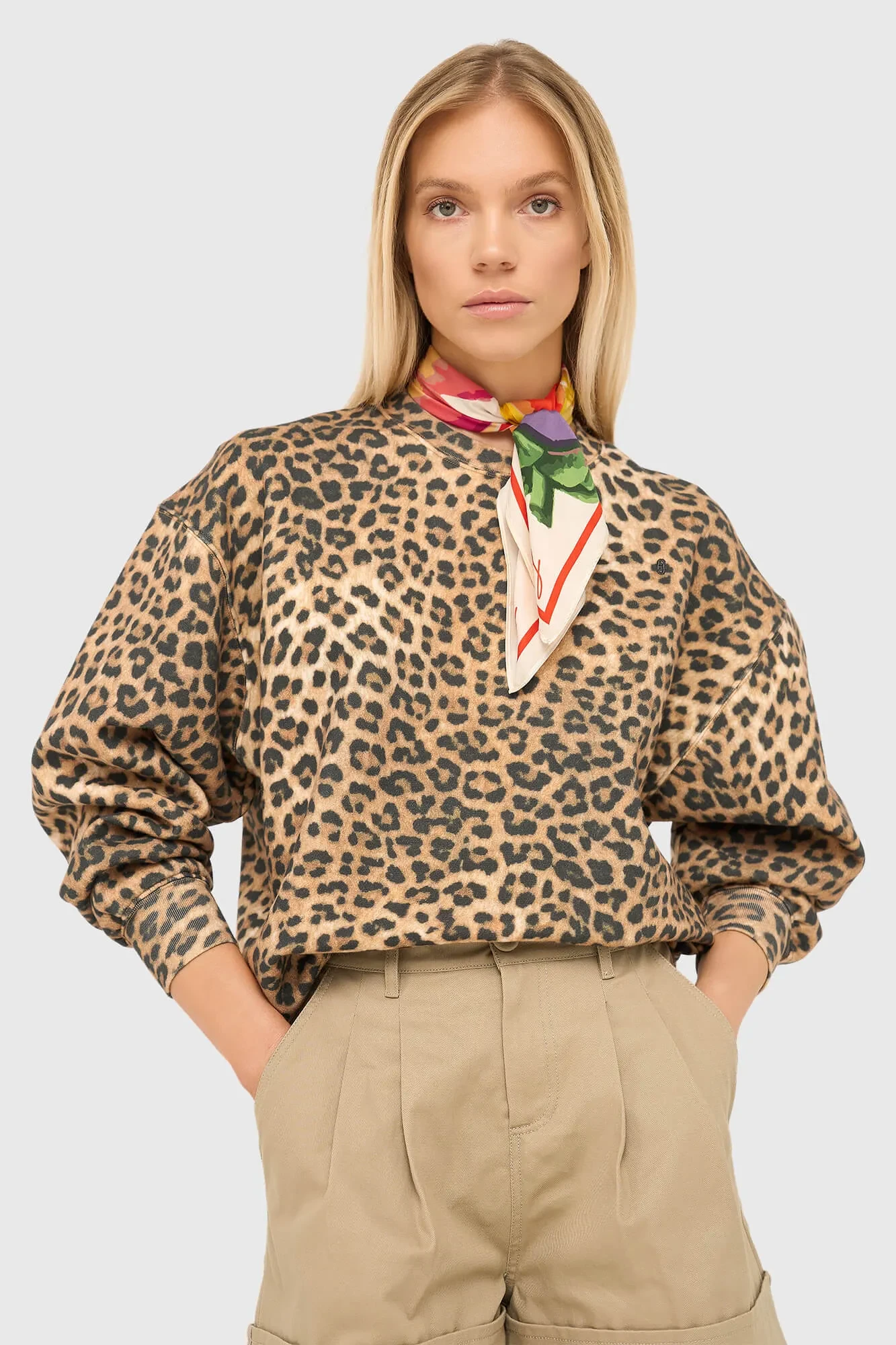 Sweatshirt für Damen mit Leopardenmuster aus Baumwolle von Owen