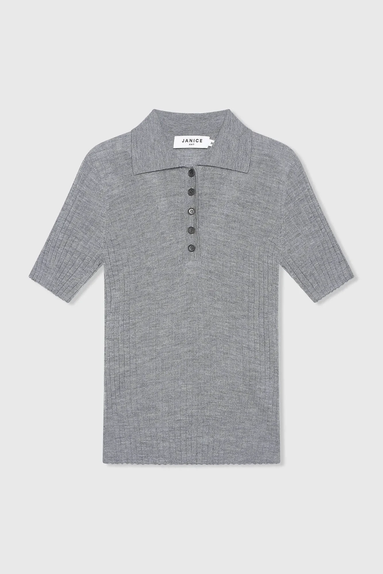 Kian Gray Knitted Merino Wool Polo Sweater