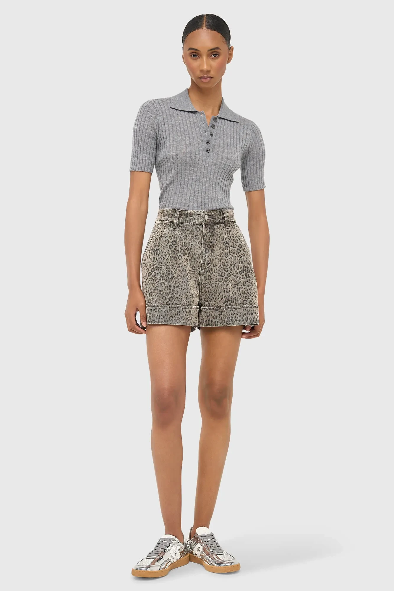 Kian Gray Knitted Merino Wool Polo Sweater