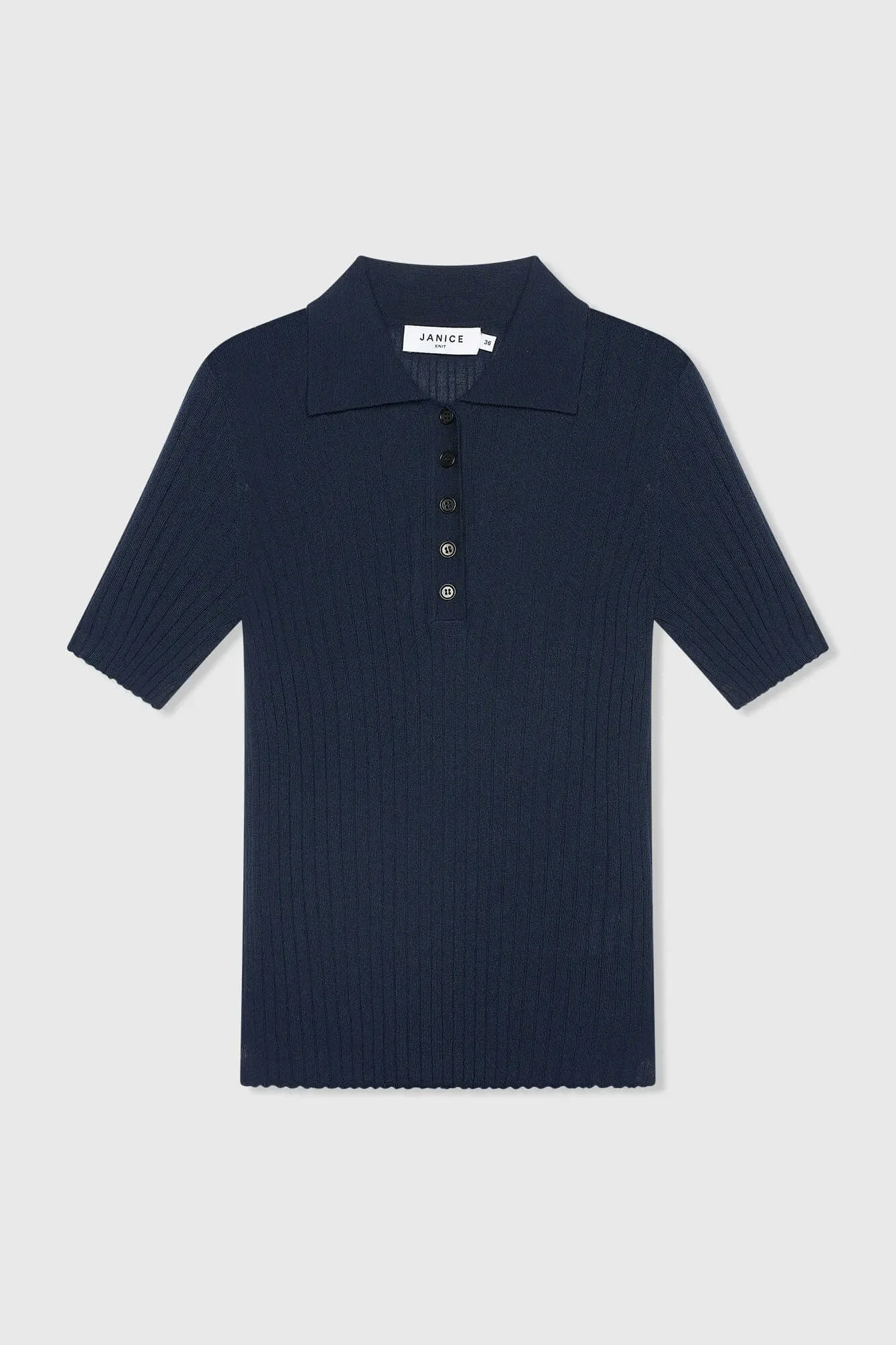 Polo-Pullover aus gestrickter Merinowolle, Kian, Marineblau