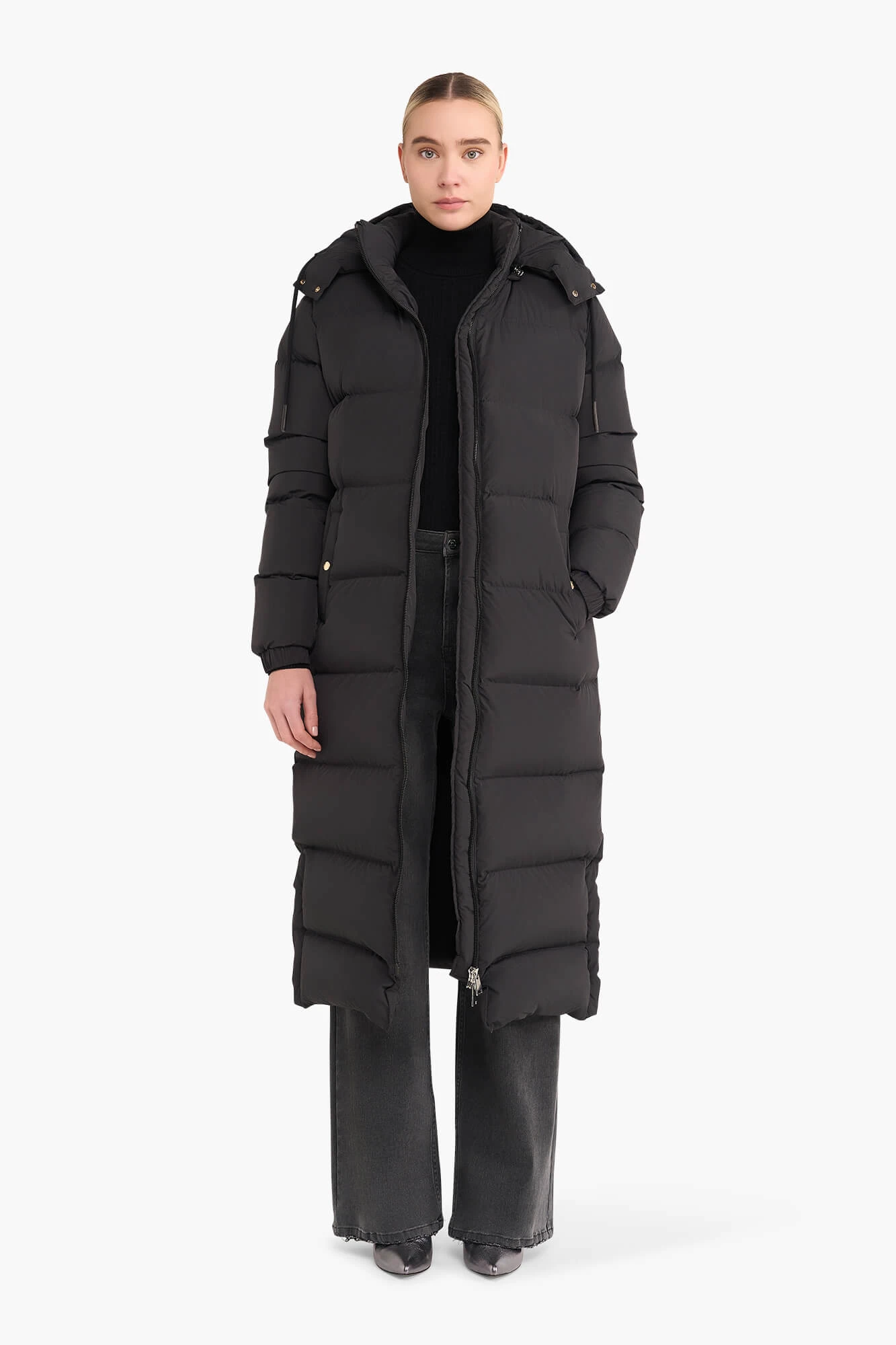 Puffer Jas Dames Lang Derrick Zwart