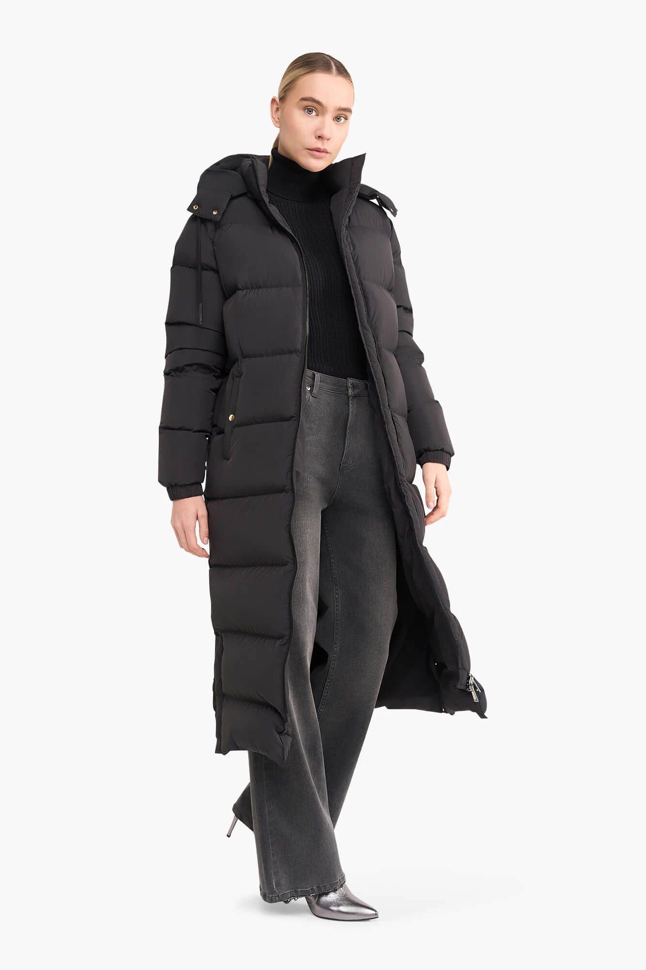 Puffer Jas Dames Lang Derrick Zwart