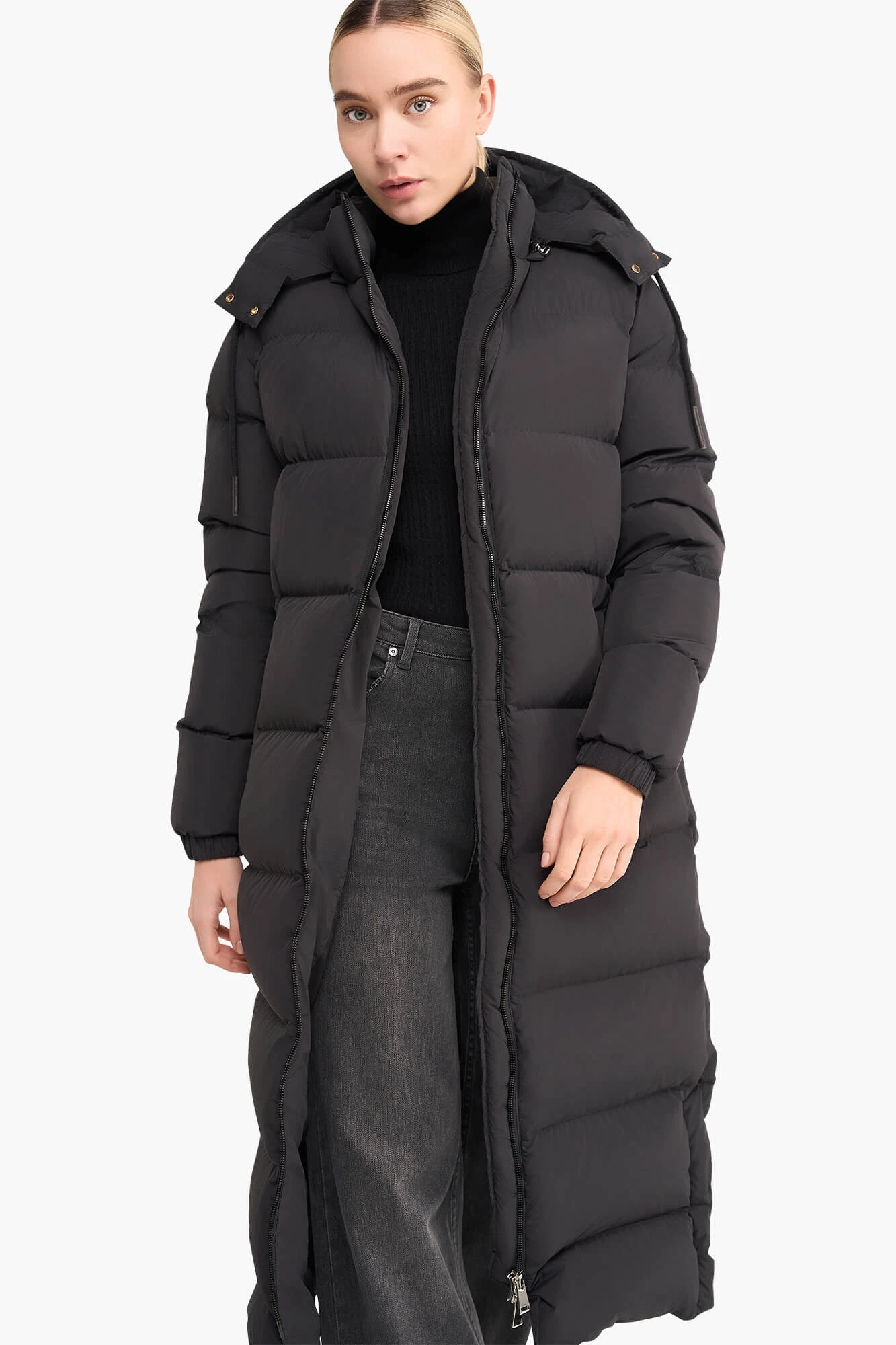 Puffer Jas Dames Lang Derrick Zwart