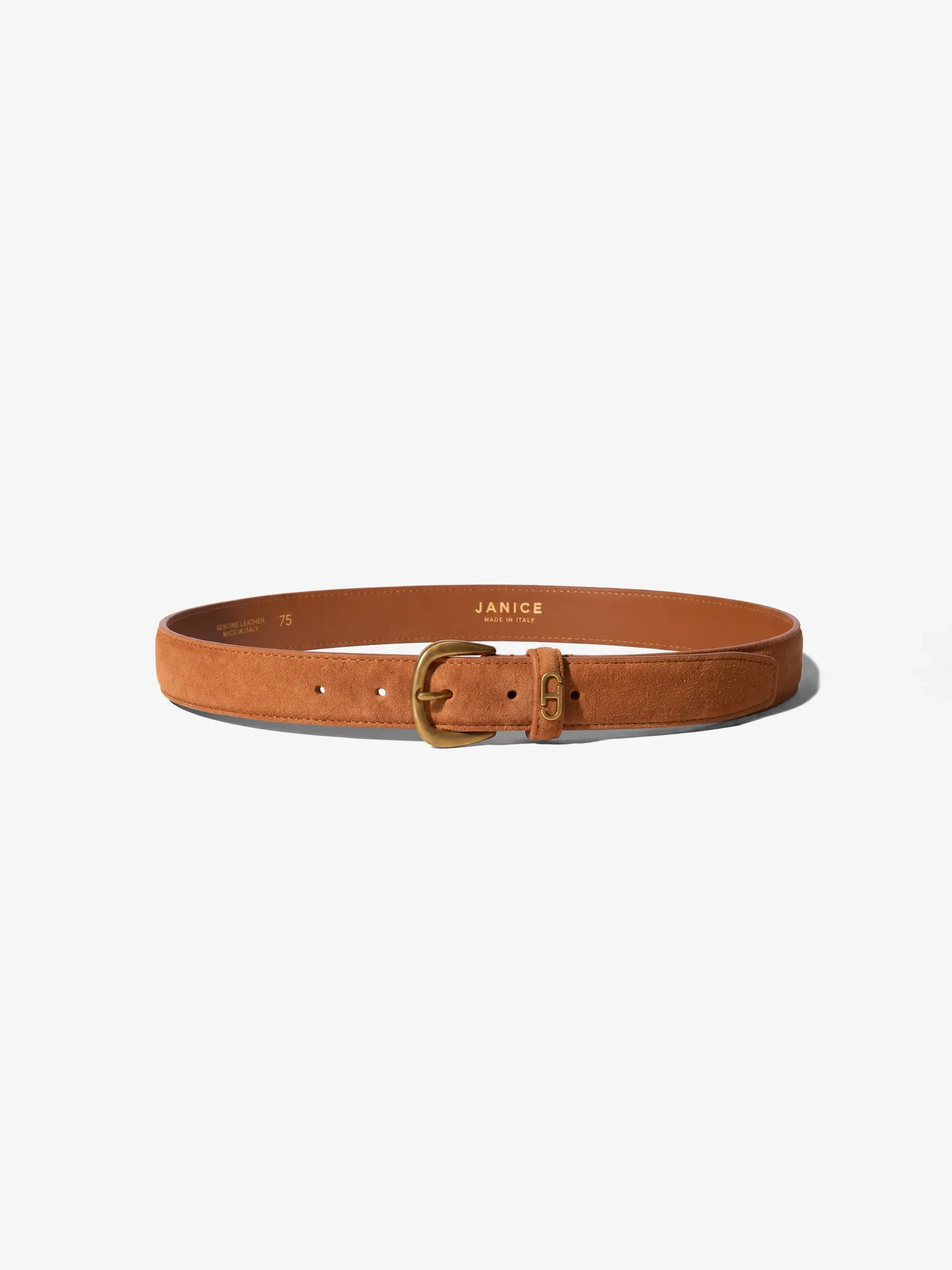 Riem Leer Dames Cognac Malone Brass Suede