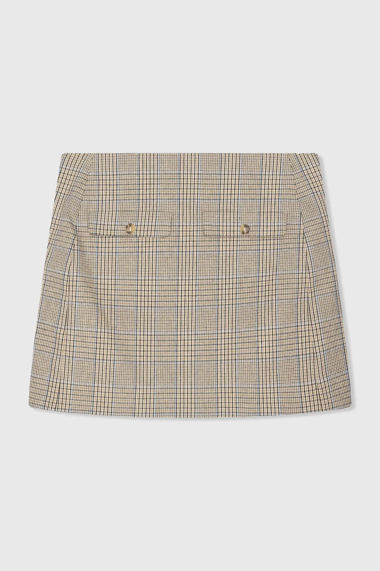 Short Checkered Skirt, Beige