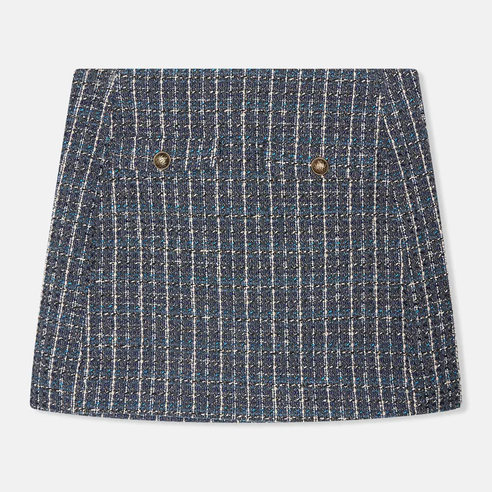 Rok Kort Tweed Nade Blauw