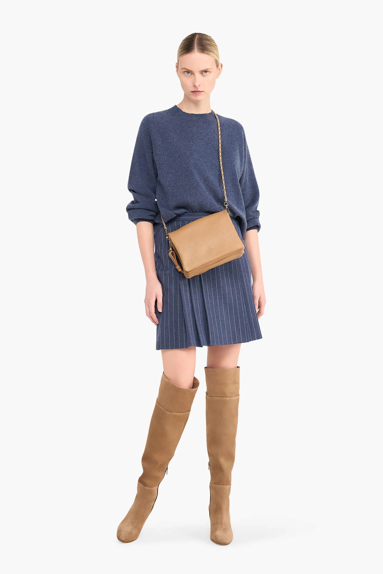 Saint Blue Pleated Pencil Skirt