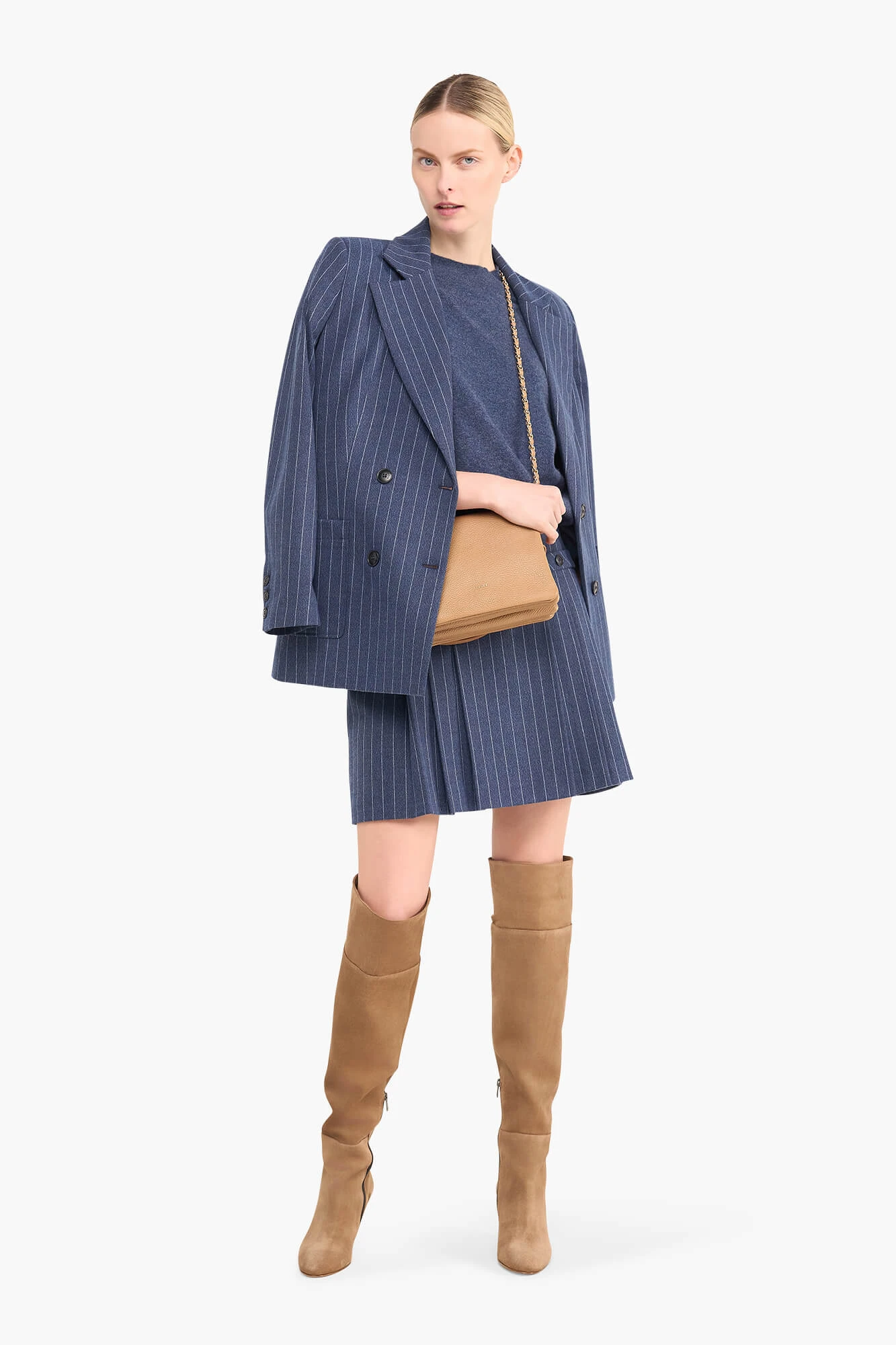 Saint Blue Pleated Pencil Skirt