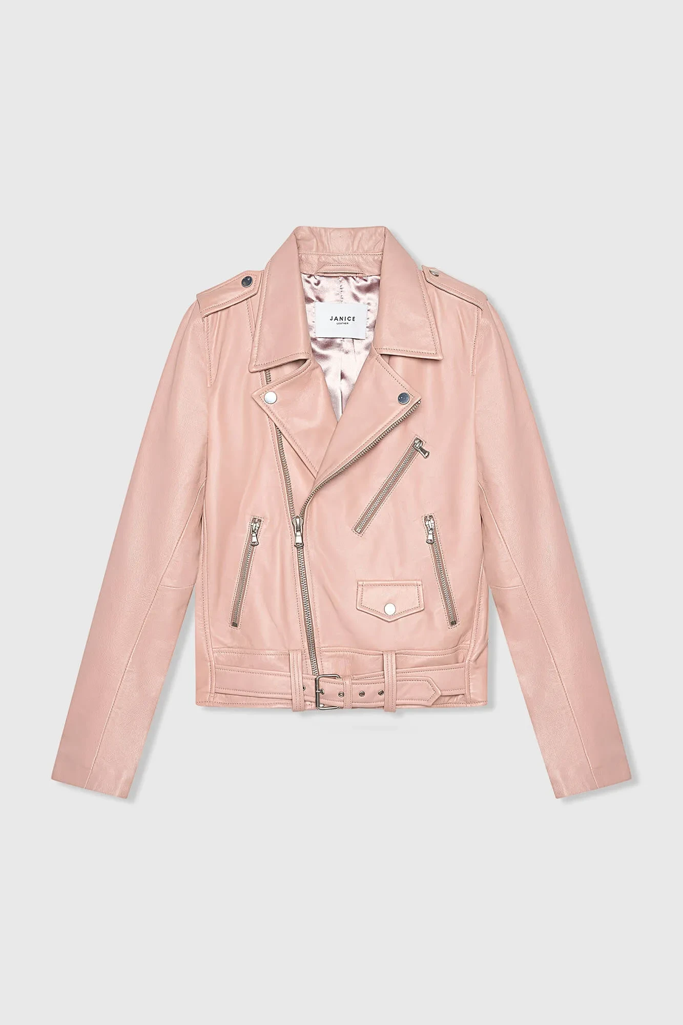 Rosa Leder-Bikerjacke von Burke