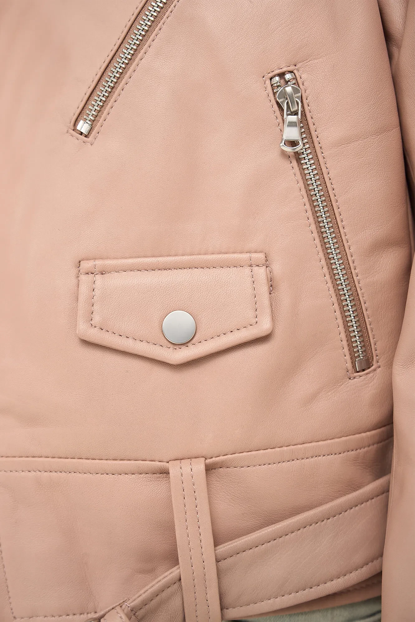 Rosa Leder-Bikerjacke von Burke