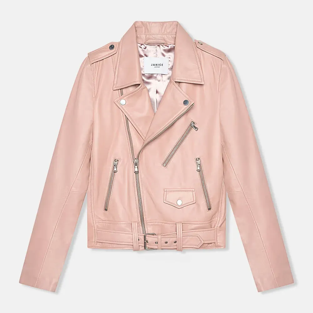 Roze Leren Biker Jack Burke