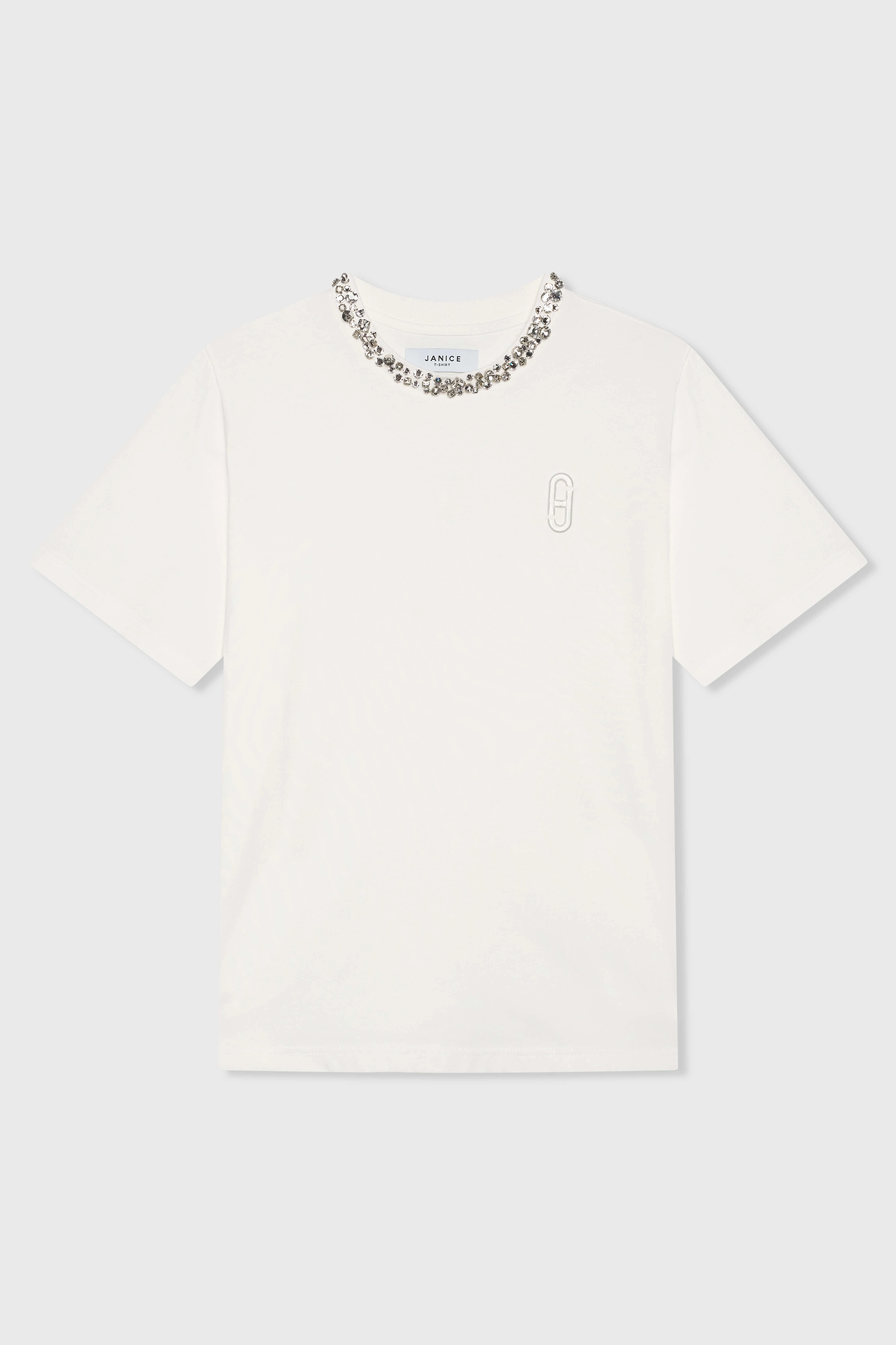 Wit katoen steentjes t-shirt Rock