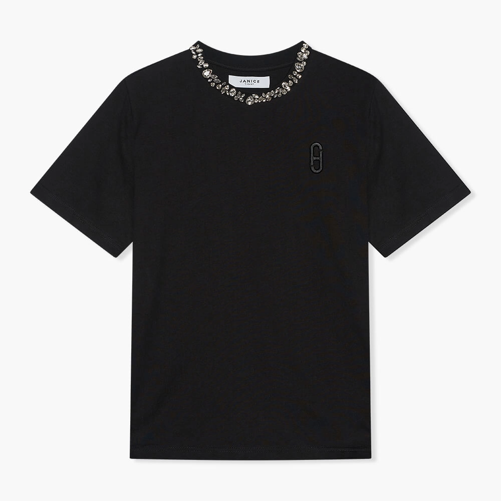 Zwart Katoen Logo Shirt Dames Rock