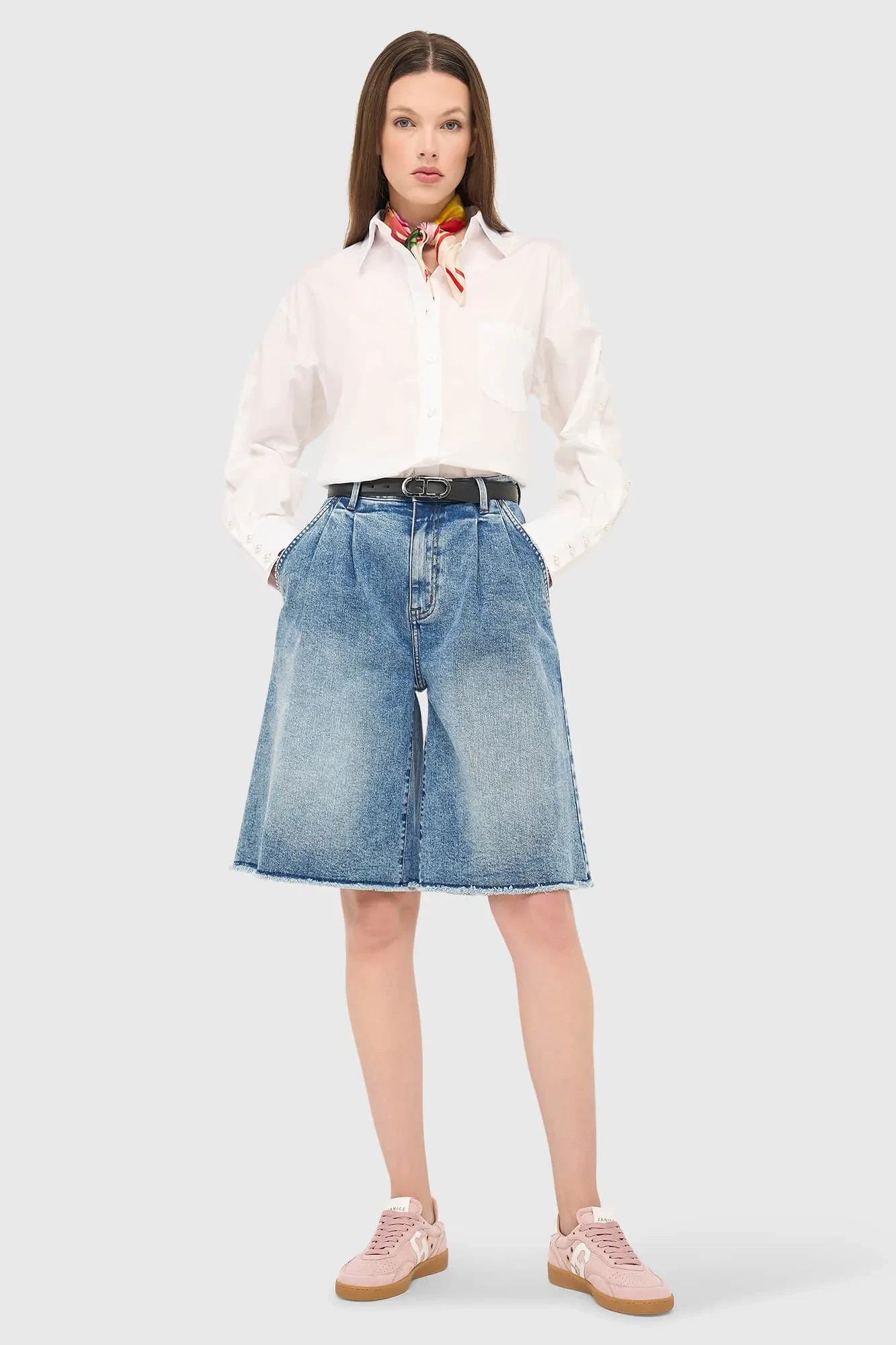 Women's Denim Shorts, Dime Blue, Size 379