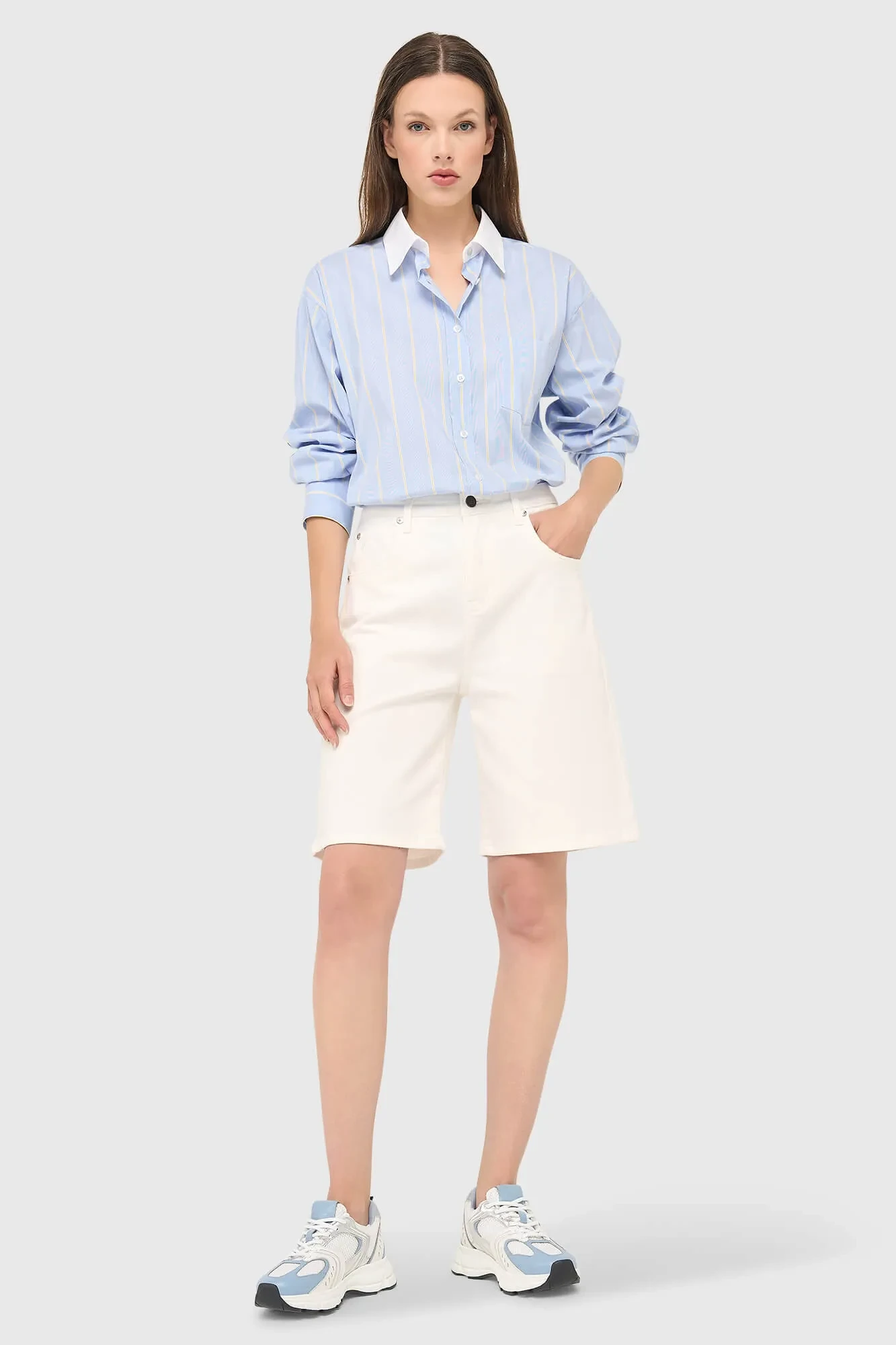Damen-Jeansshorts aus Stretch-Denim, Bo White 183