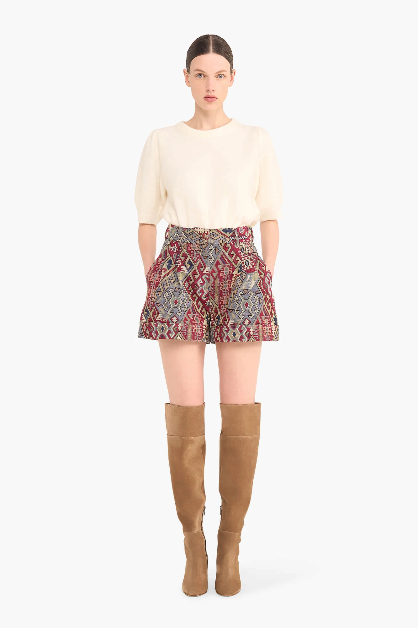 Shortje Dames Jacquard Arthur Aztec Rood