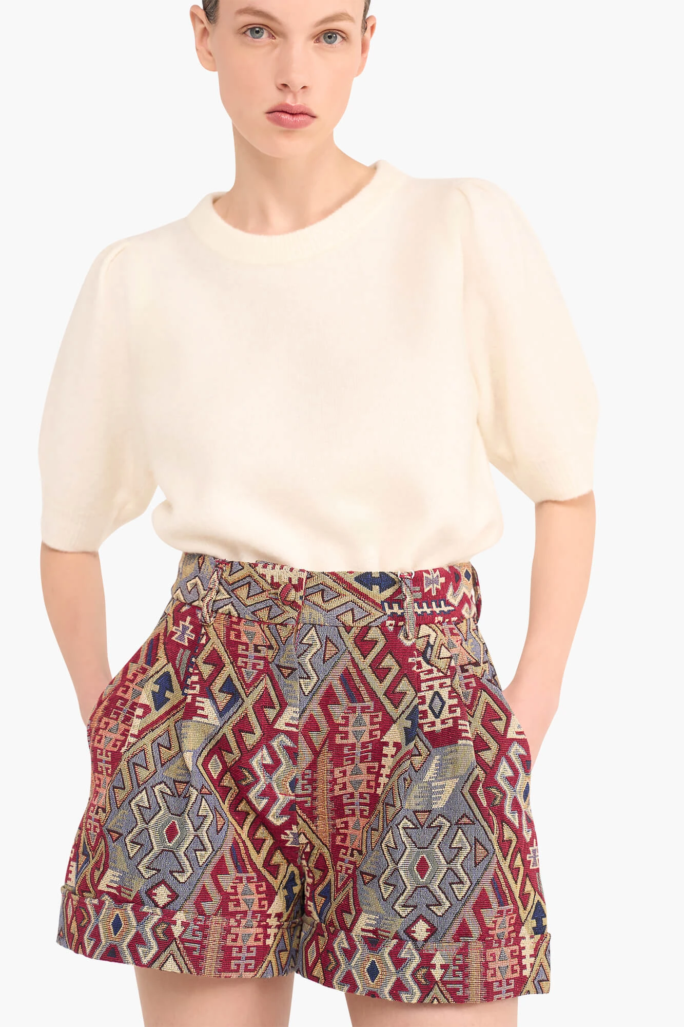Shortje Dames Jacquard Arthur Aztec Rood