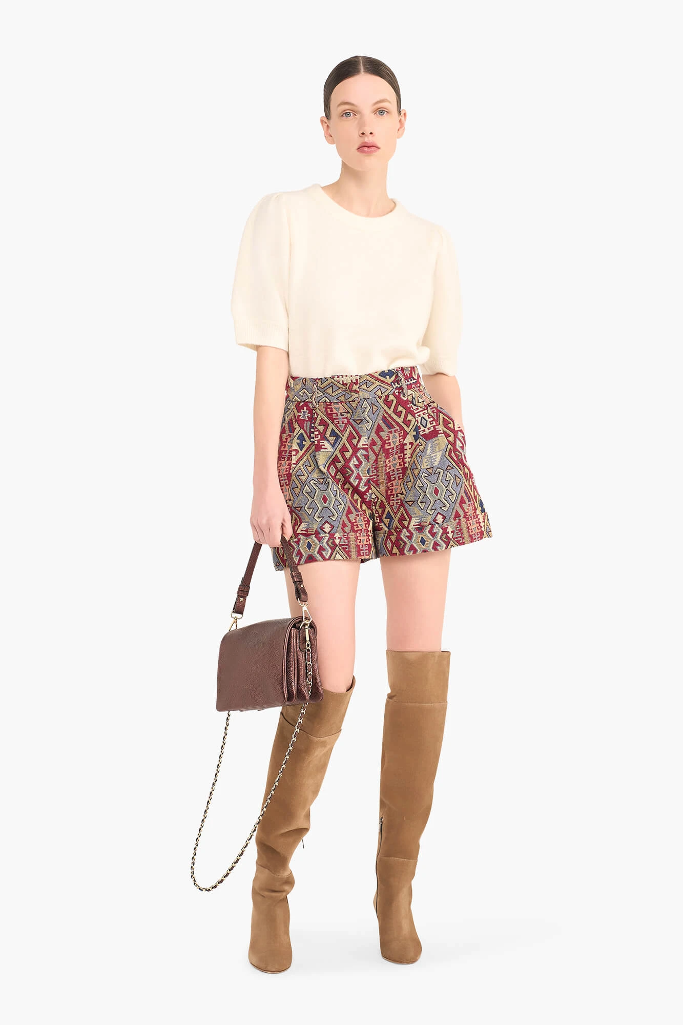 Shortje Dames Jacquard Arthur Aztec Rood