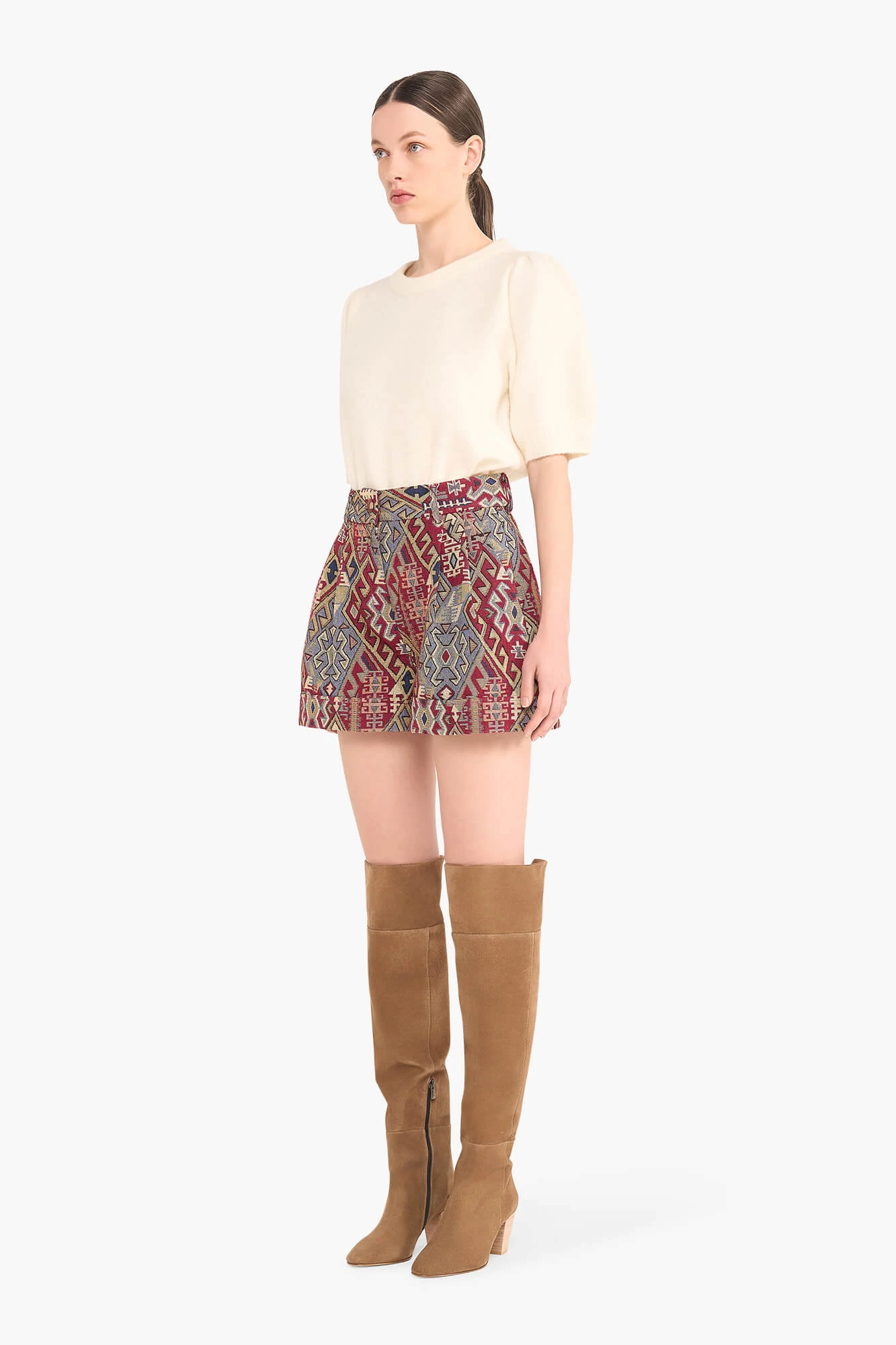 Shortje Dames Jacquard Arthur Aztec Rood