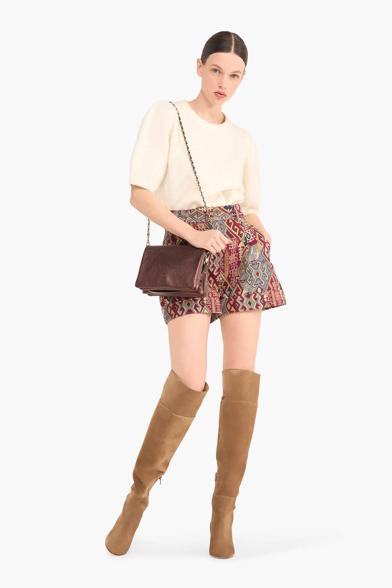 Shortje Dames Jacquard Arthur Aztec Rood