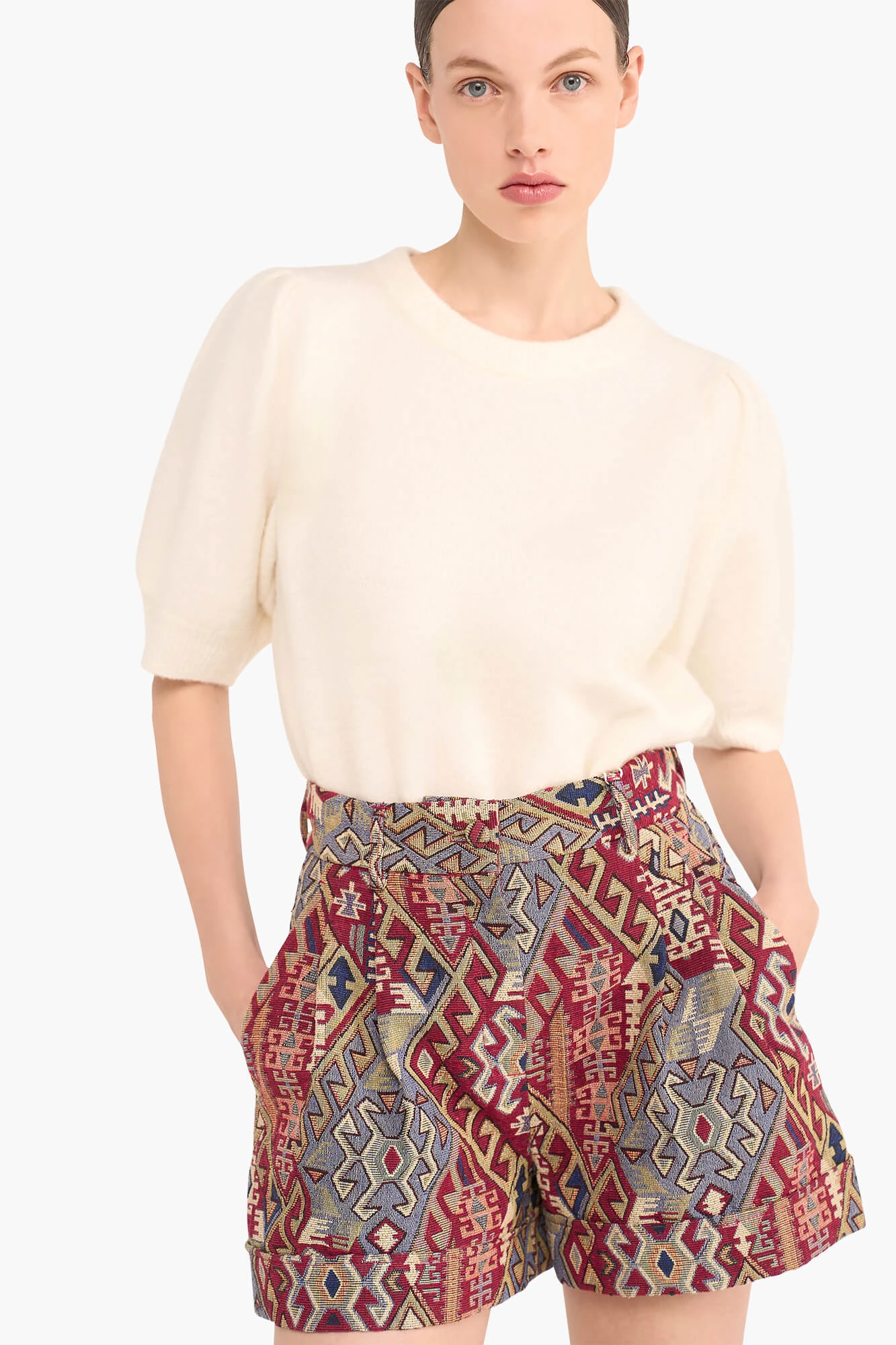 Shortje Dames Jacquard Arthur Aztec Rood