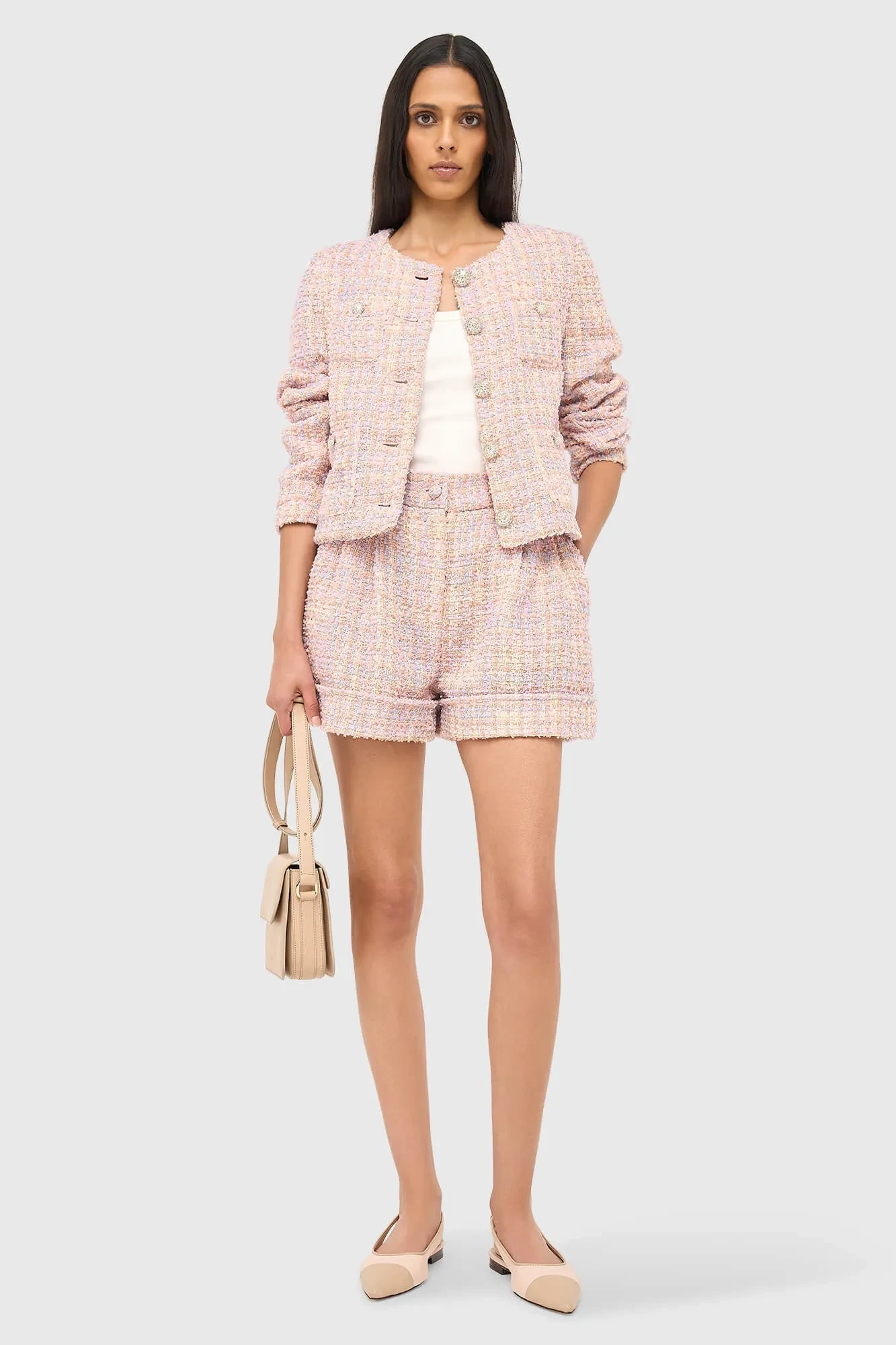 Damen-Shorts aus Tweed, Modell Arthur, lila