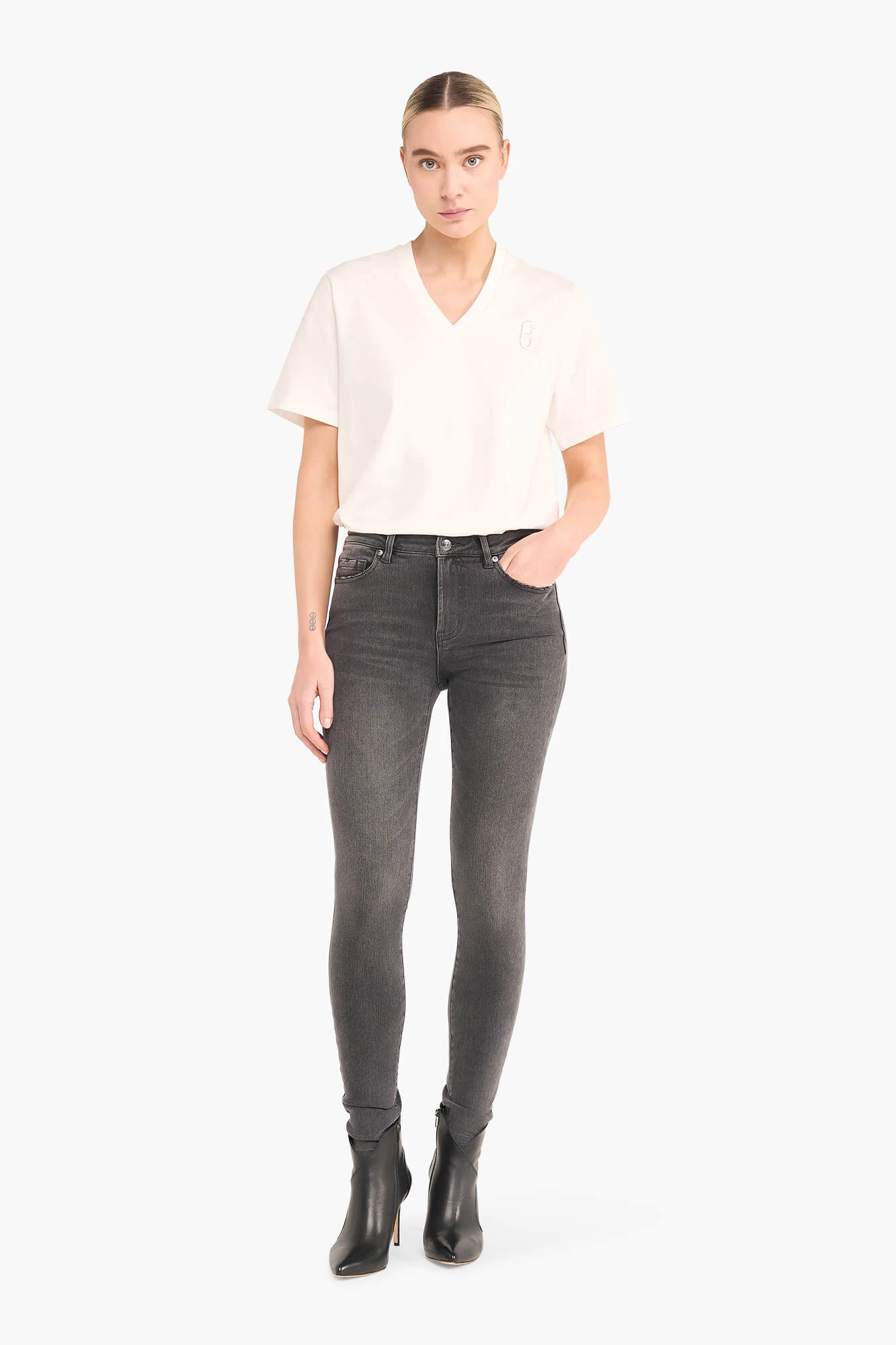 Skinny-Jeans für Damen, hohe Taille, Rocket, Grau, 415