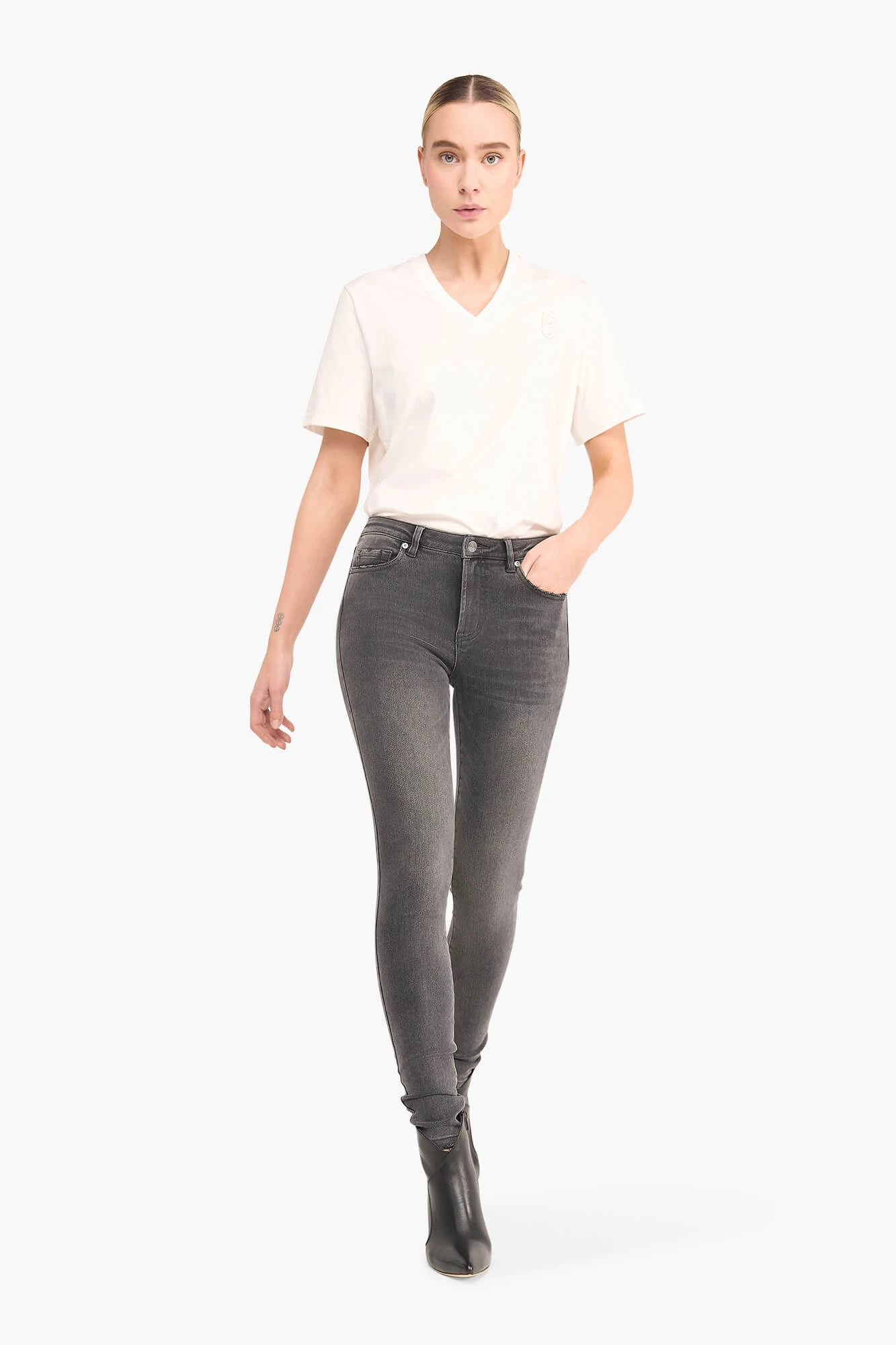 Skinny-Jeans für Damen, hohe Taille, Rocket, Grau, 415
