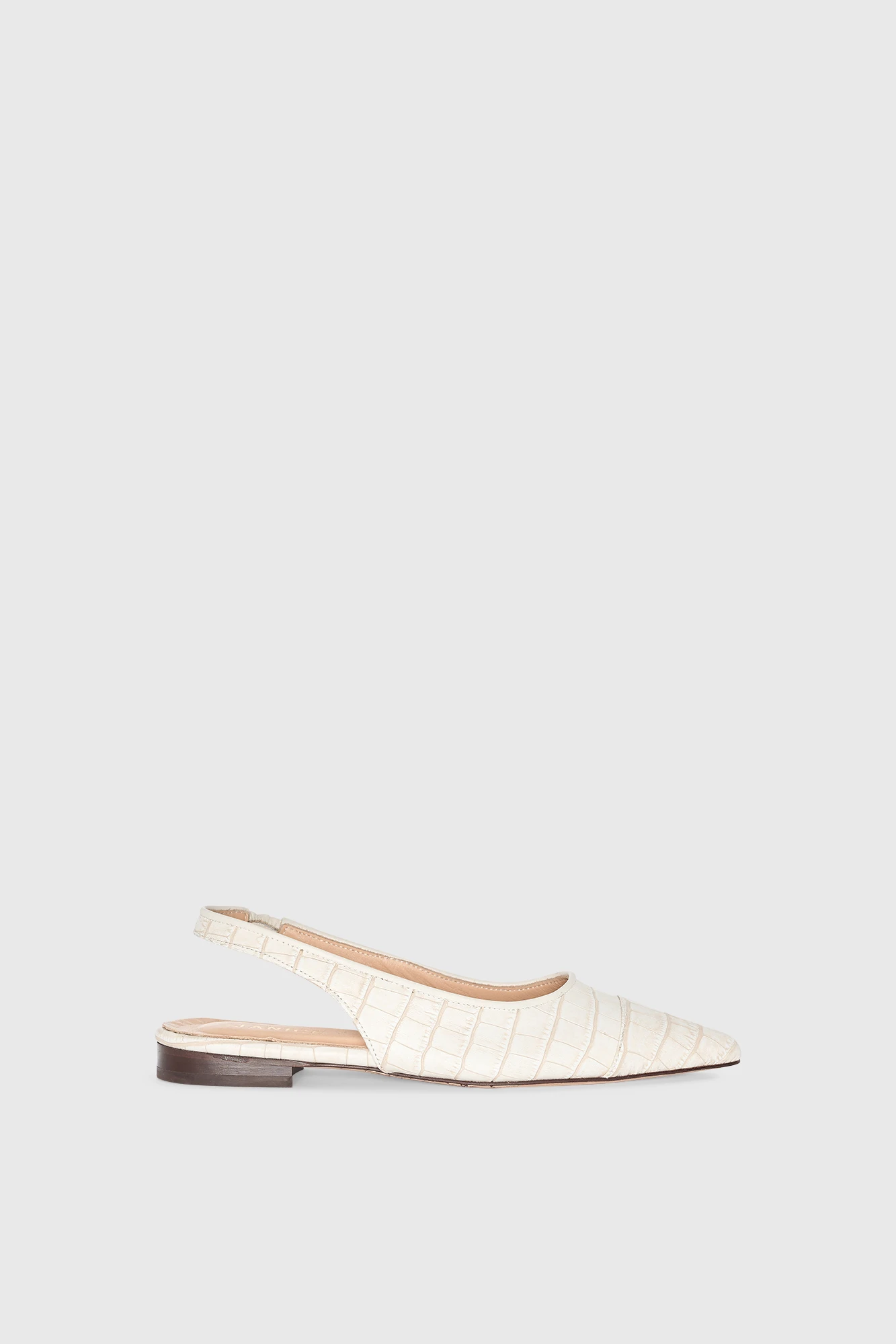 Slingback-Damenschuh aus Leder, Alain, Off-White, Krokoprägung