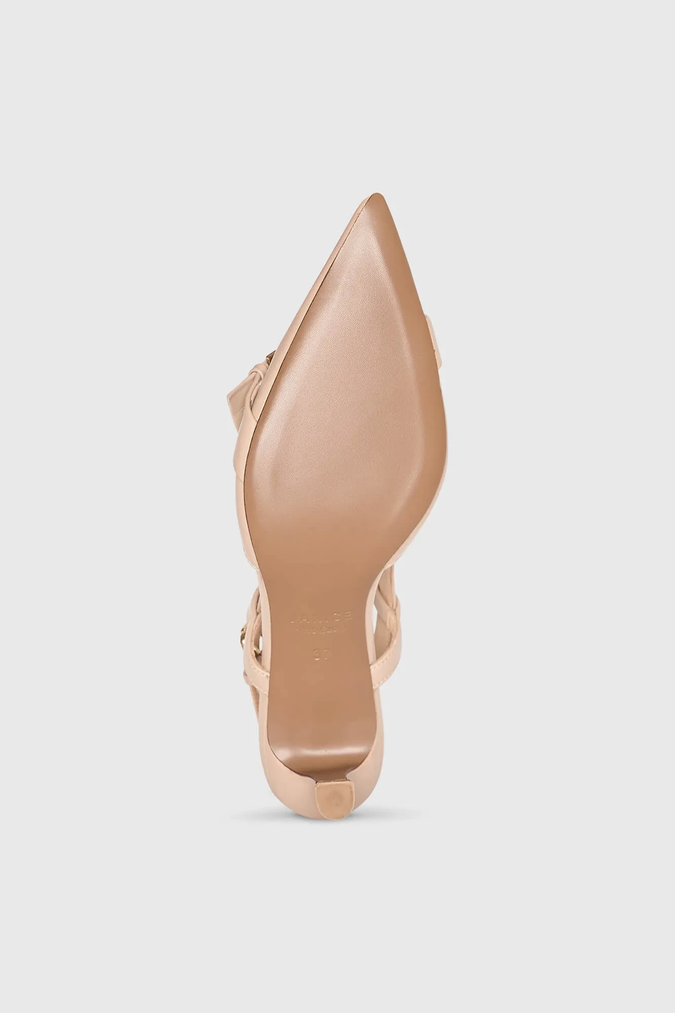 Women's Leather Slingbacks with Heel, Beige, Elio
